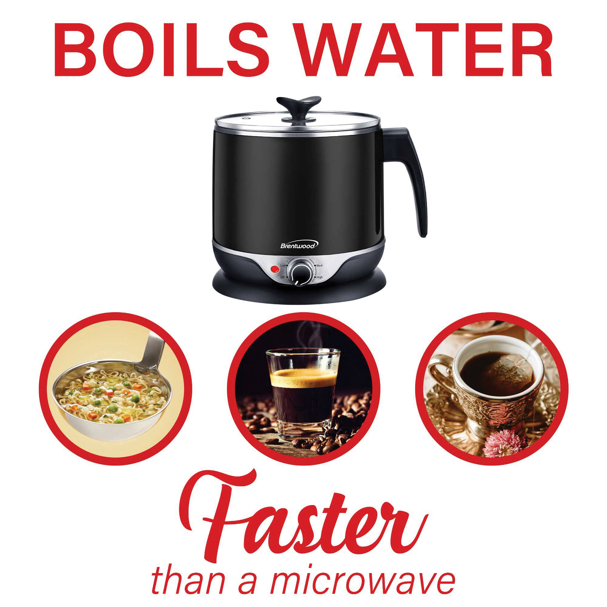 Brentwood 1.9qt. 600-Watt Stainless Steel Cordless Electric Hot Pot Cooker & Food Steamer With Swivel Base