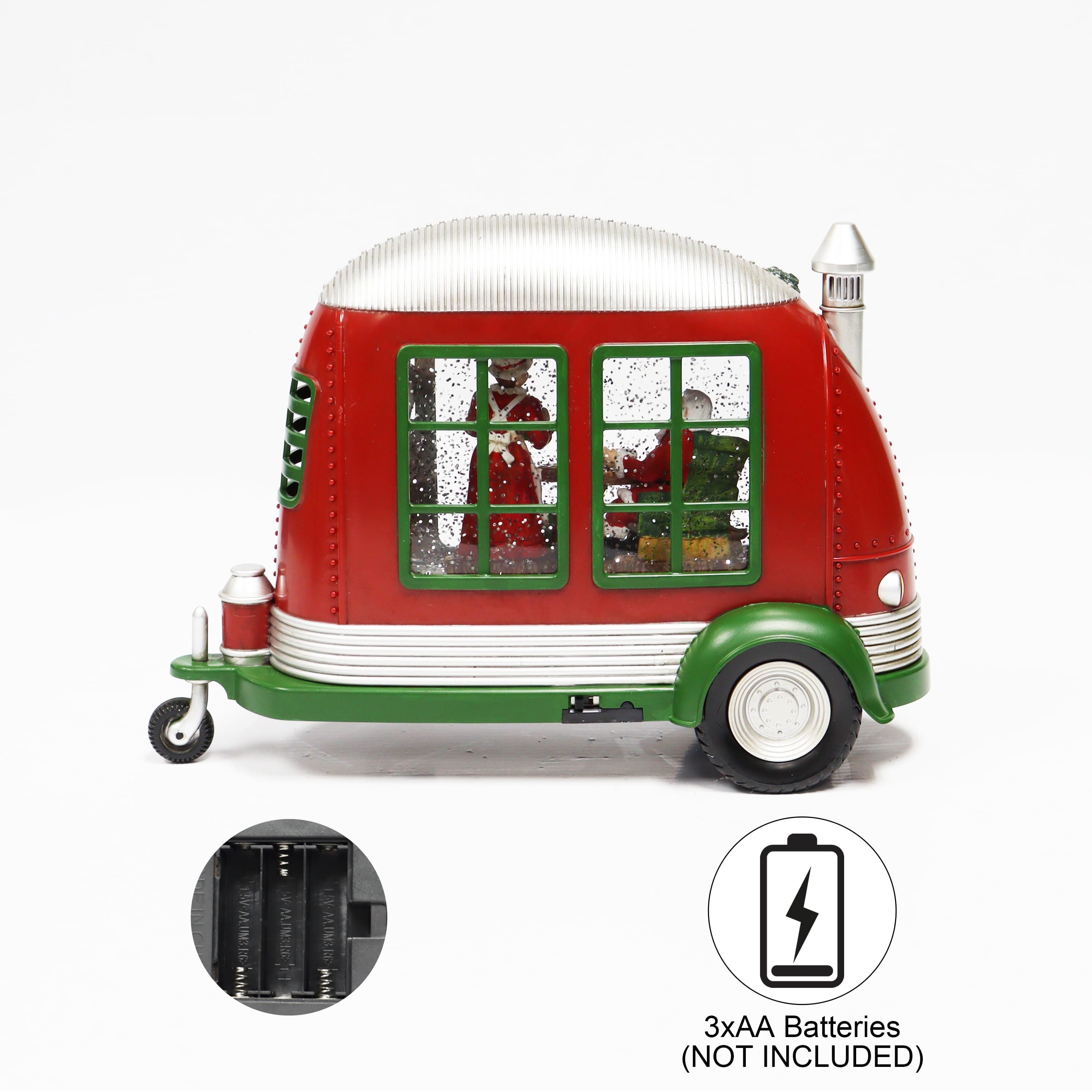 Moments in Time 6.8" Acrylic Camper with Santa & Mrs. Claus Scene Décor