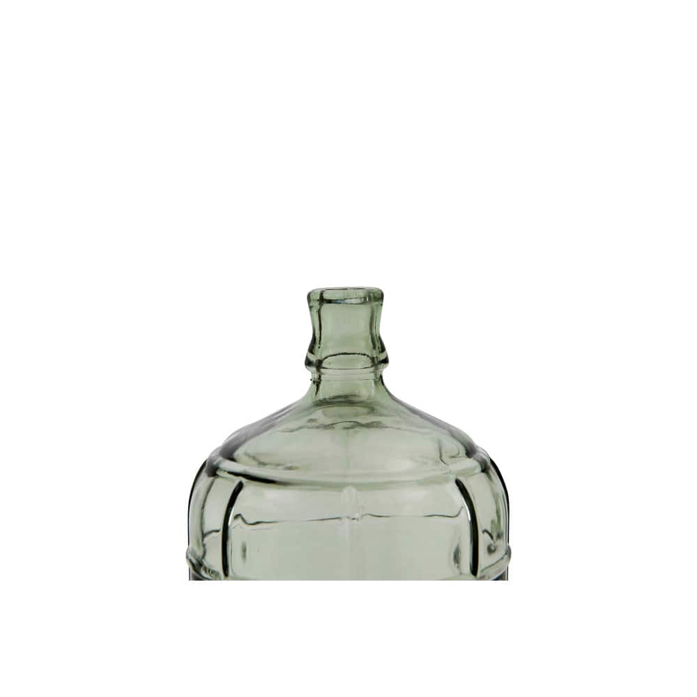 Hello Honey® 11" Transparent Green Vintage Embossed Windowpane Glass Bottle