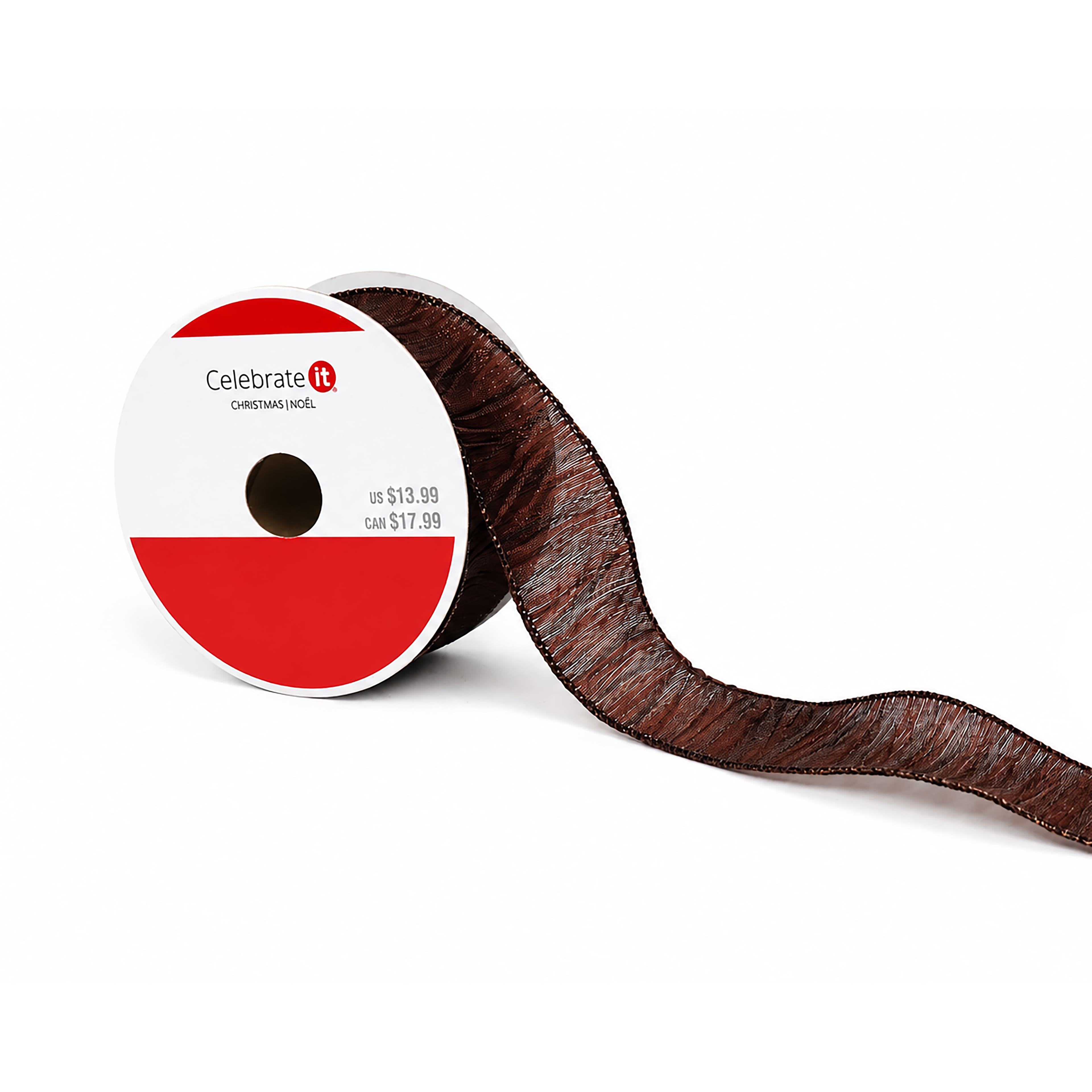 1.5" x 10yd. Brown Wired Crinkle Ribbon by Celebrate It®
