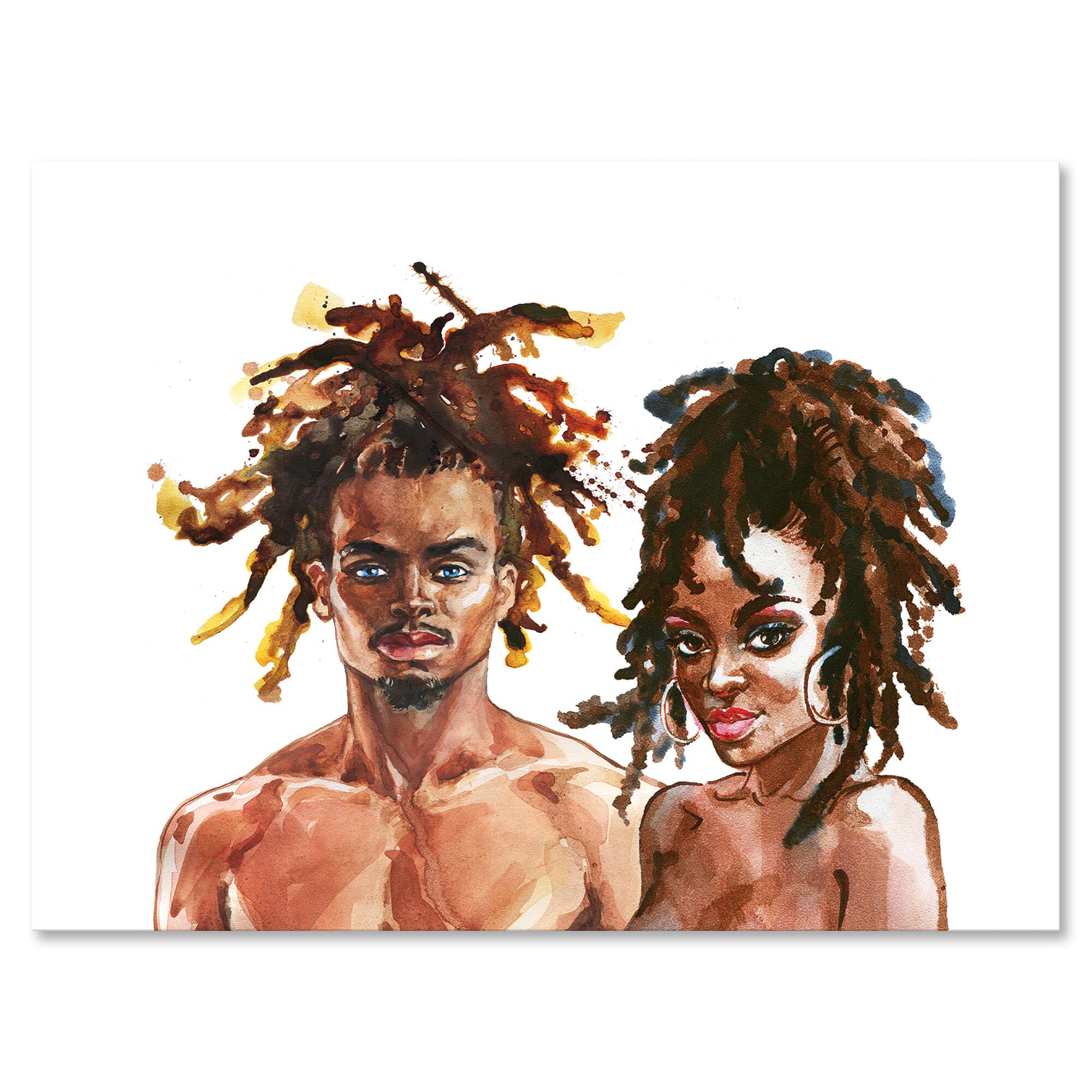 Designart - Portrait of African American Couple - Modern Canvas Wall Art Print