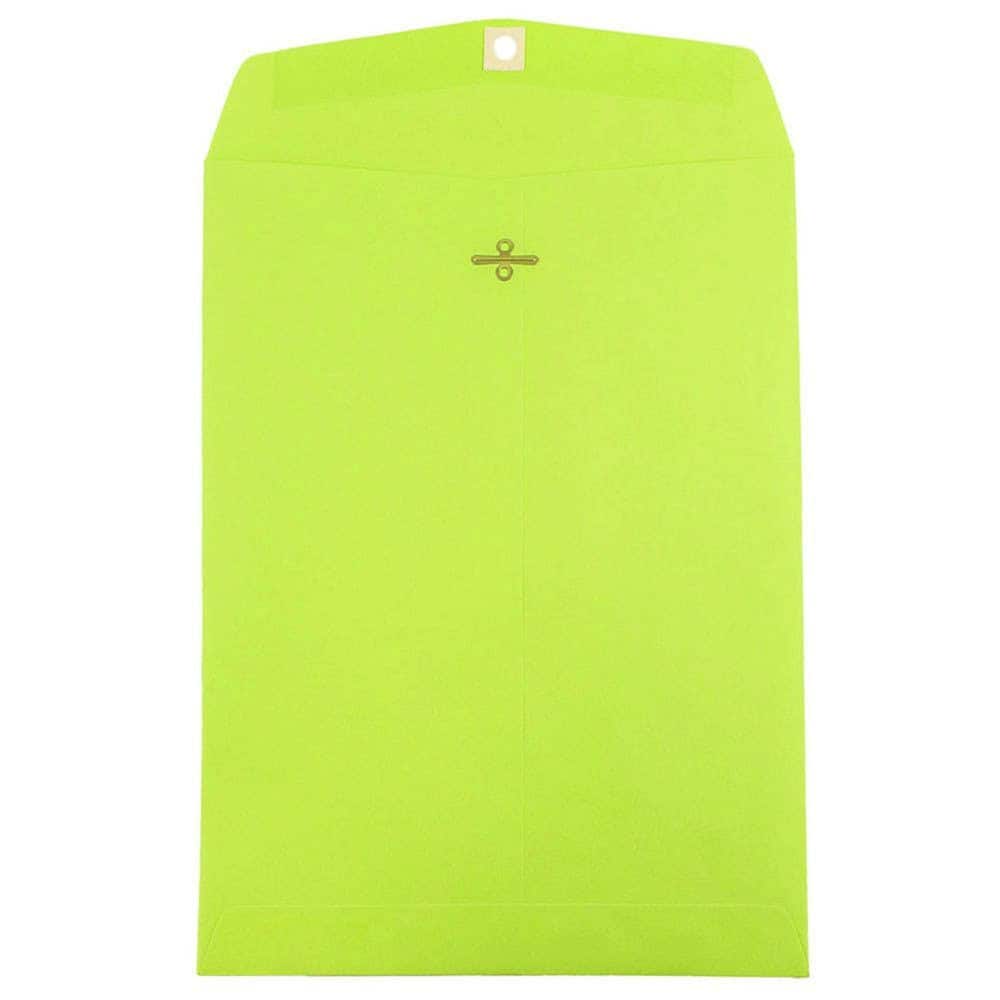 JAM Paper 9" x 12" Ultra Lime Green Clasp Closure Catalog Envelopes, 100ct.
