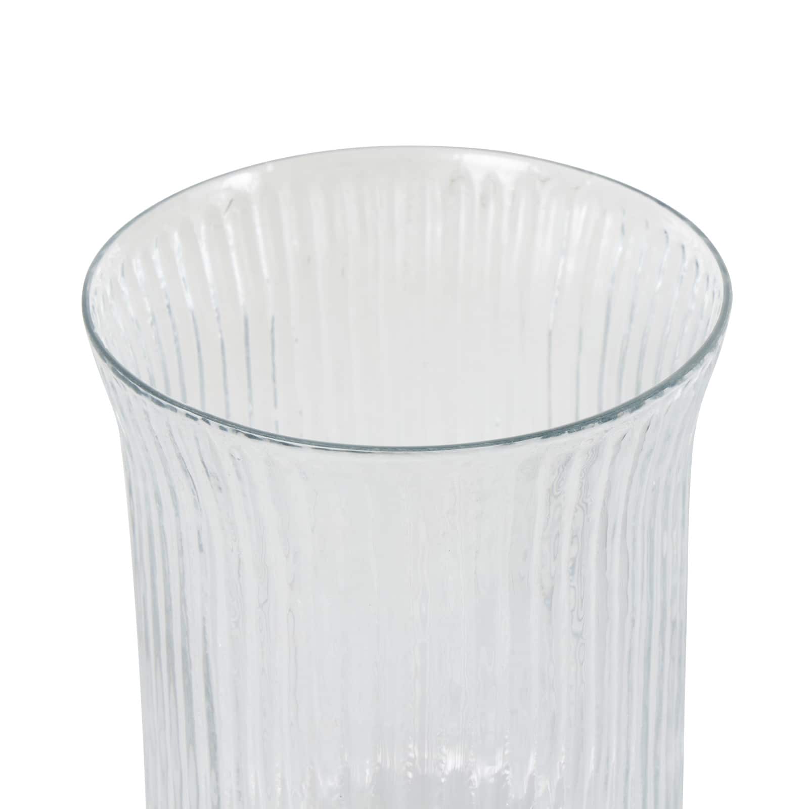 Clear Round Glass Ribbed Fluted Decorative Candle Holder