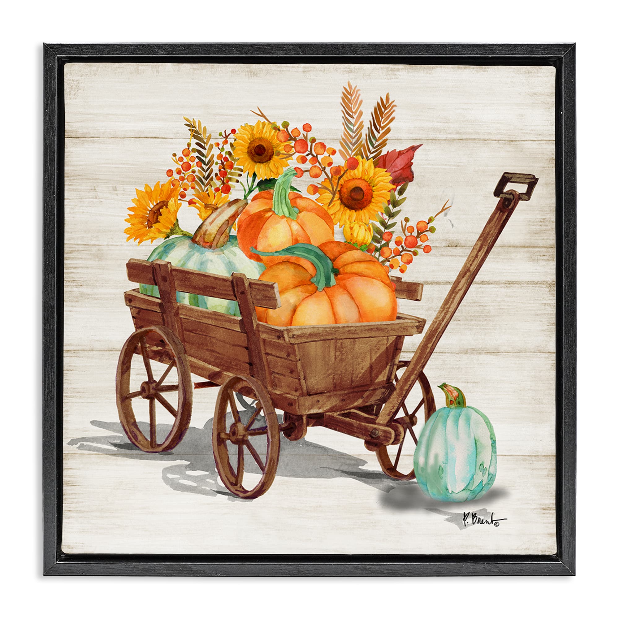 Stupell Industries Pumpkin Farm Harvest Wagon Floater Framed Art