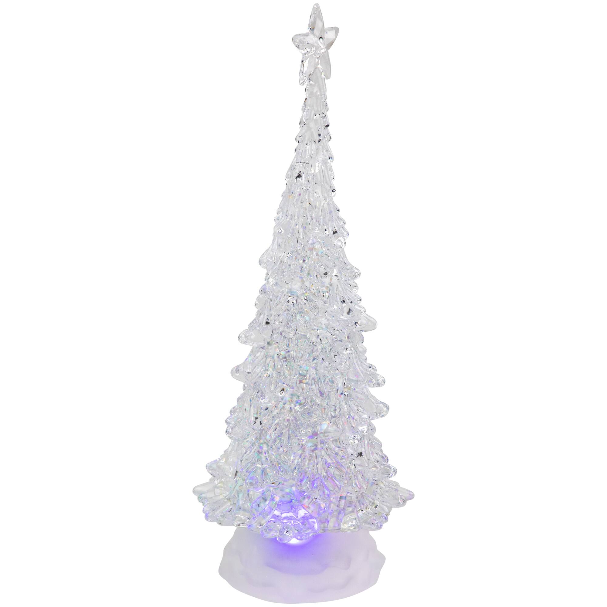 12" Multicolor LED Lighted Acrylic Christmas Tree with Star Decoration