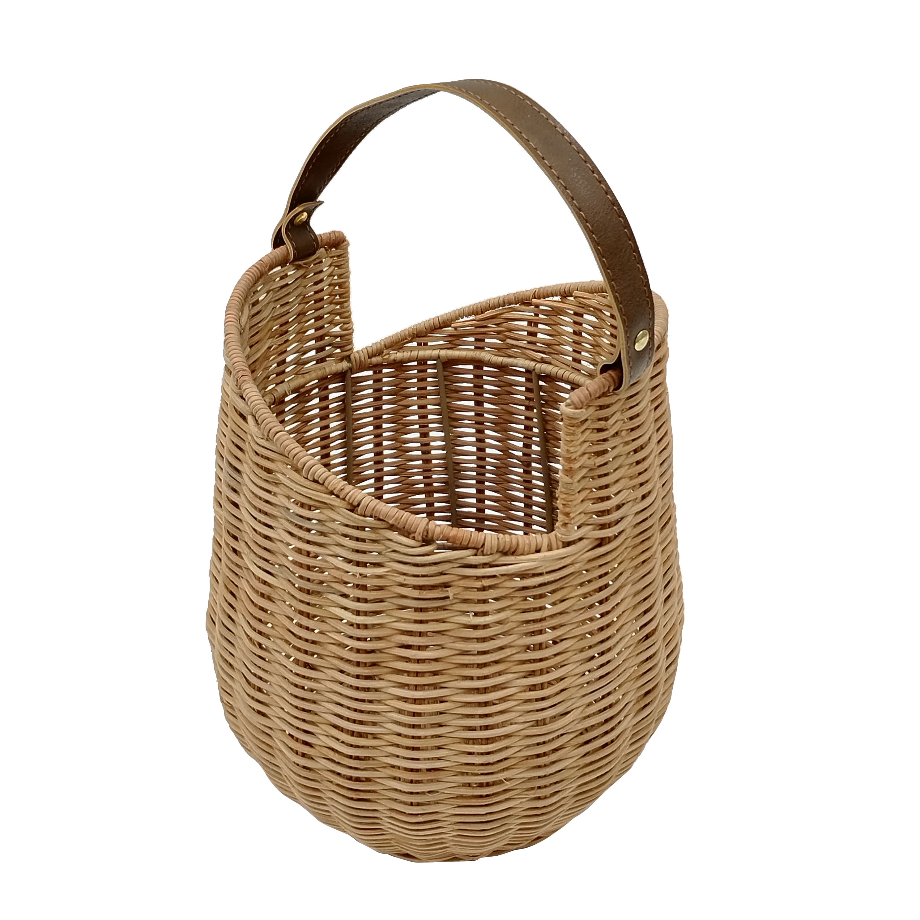 Rattan Woven Basket with Faux Leather Handle by Ashland®