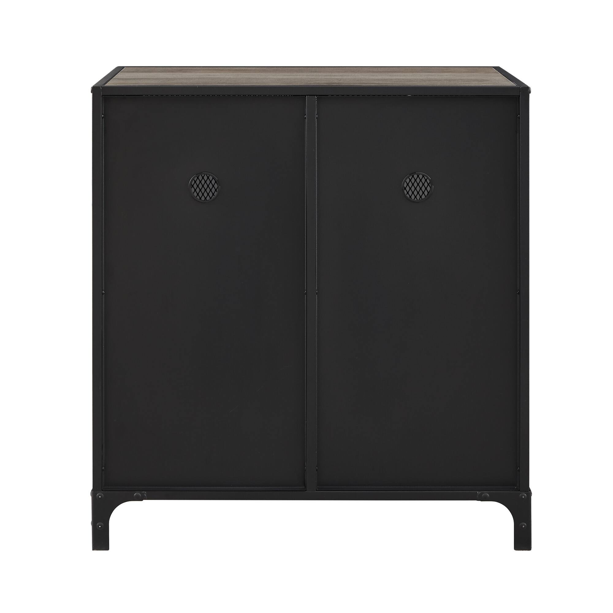 Walker Edison 30" Grey Wash Industrial Mesh Metal Door Accent Cabinet