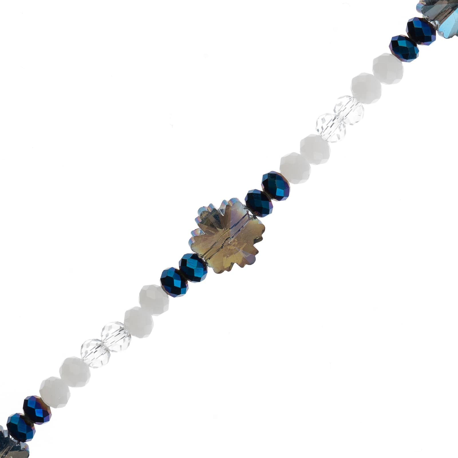 Crystal Lane DIY 7” Glass Blue Iceberg with White & Silver Beads Designer Holiday Christmas Bead Strand
