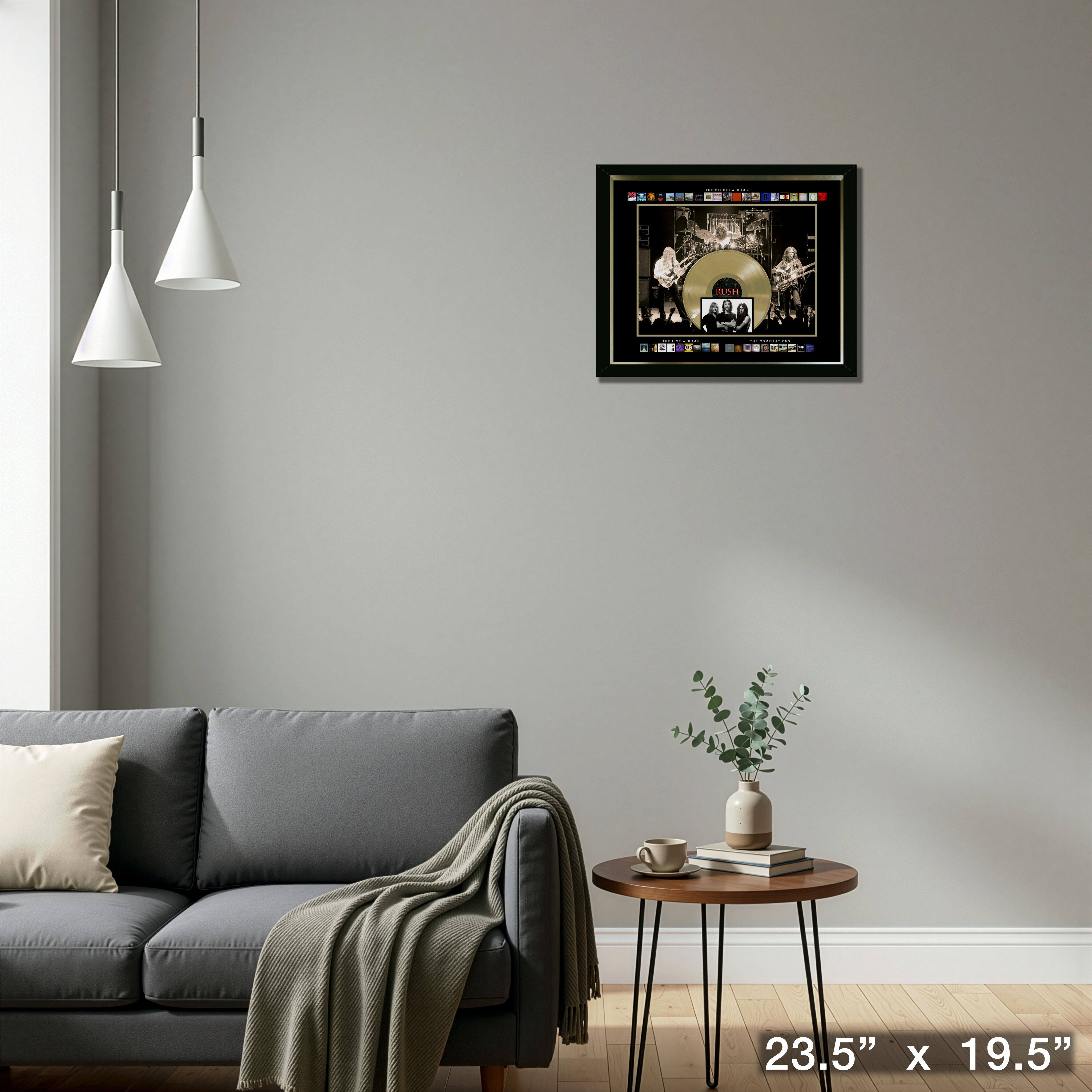 Rush Framed Album Collection Collage with Gold 45 Record 23.5" x 19.5"