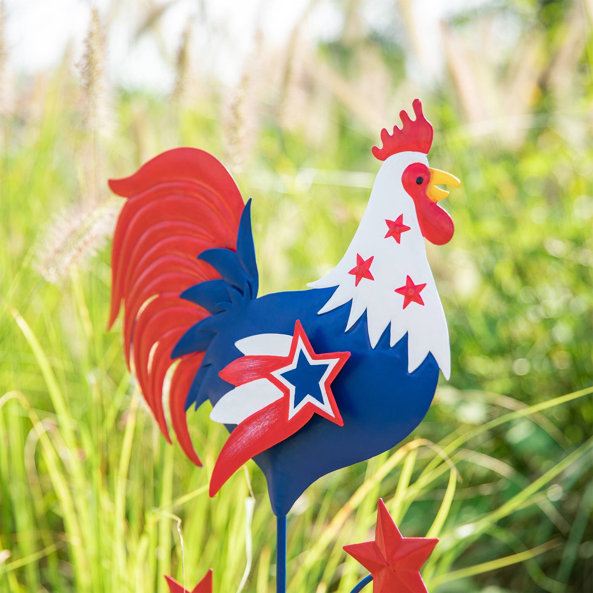 Glitzhome® 35.7" Patriotic Rooster Yard Stake