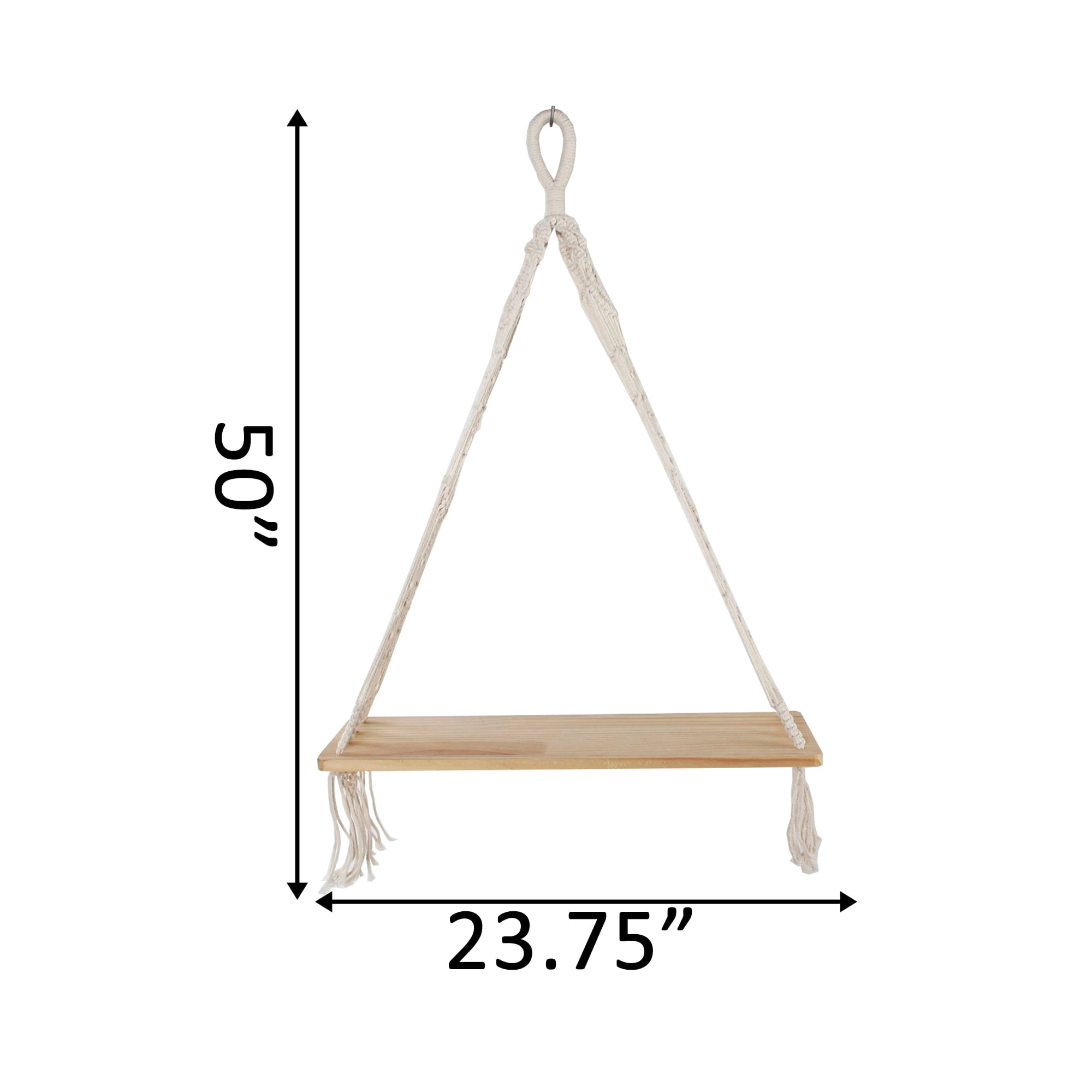 Flora Bunda 20" x 5.8" Macramé Hanging Shelf