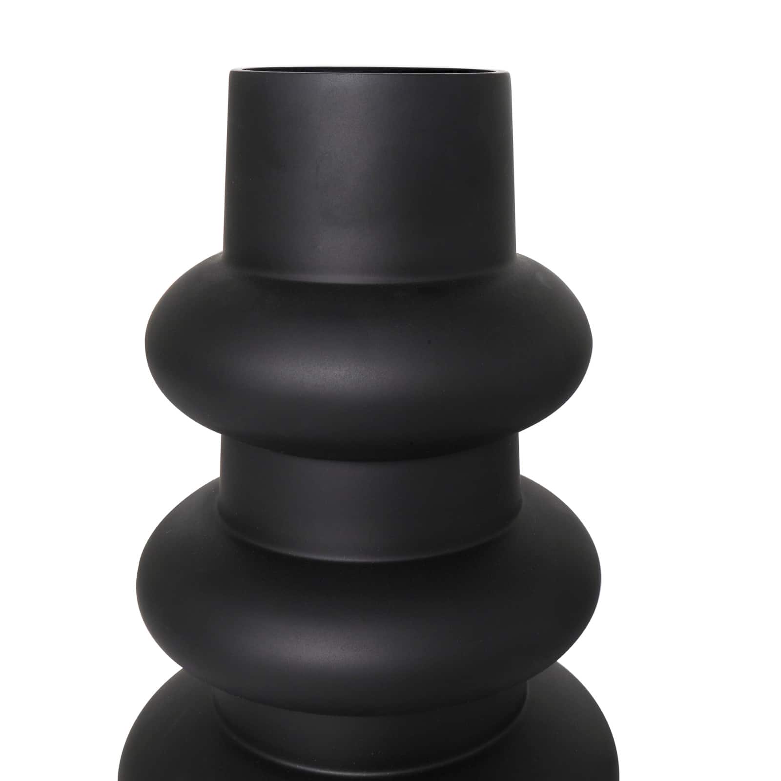 Black Bubble Ribbed Glass Vase Set