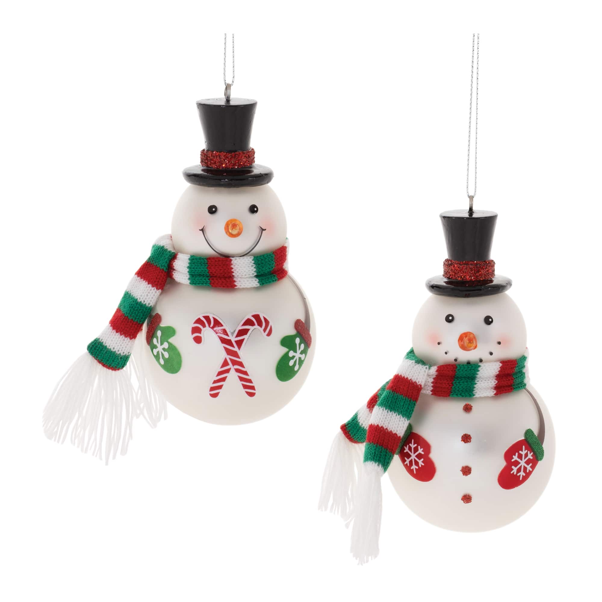 4.5" Frosted Glass Snowman Ornaments, 6ct.