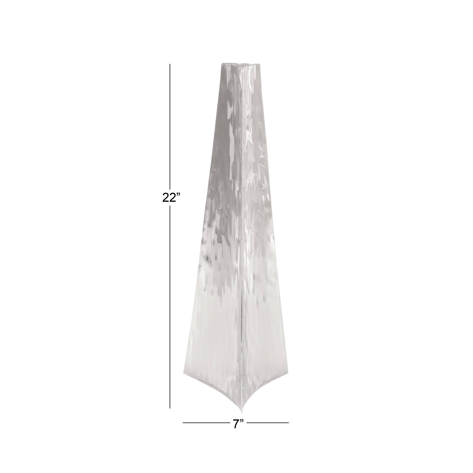 22" Silver Stainless Steel Industrial Vase