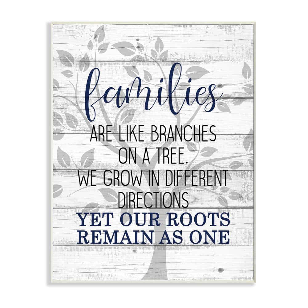 Stupell Industries Family Branches and Roots Phrase Tree Growth Inspiration Wood Wall Plaque