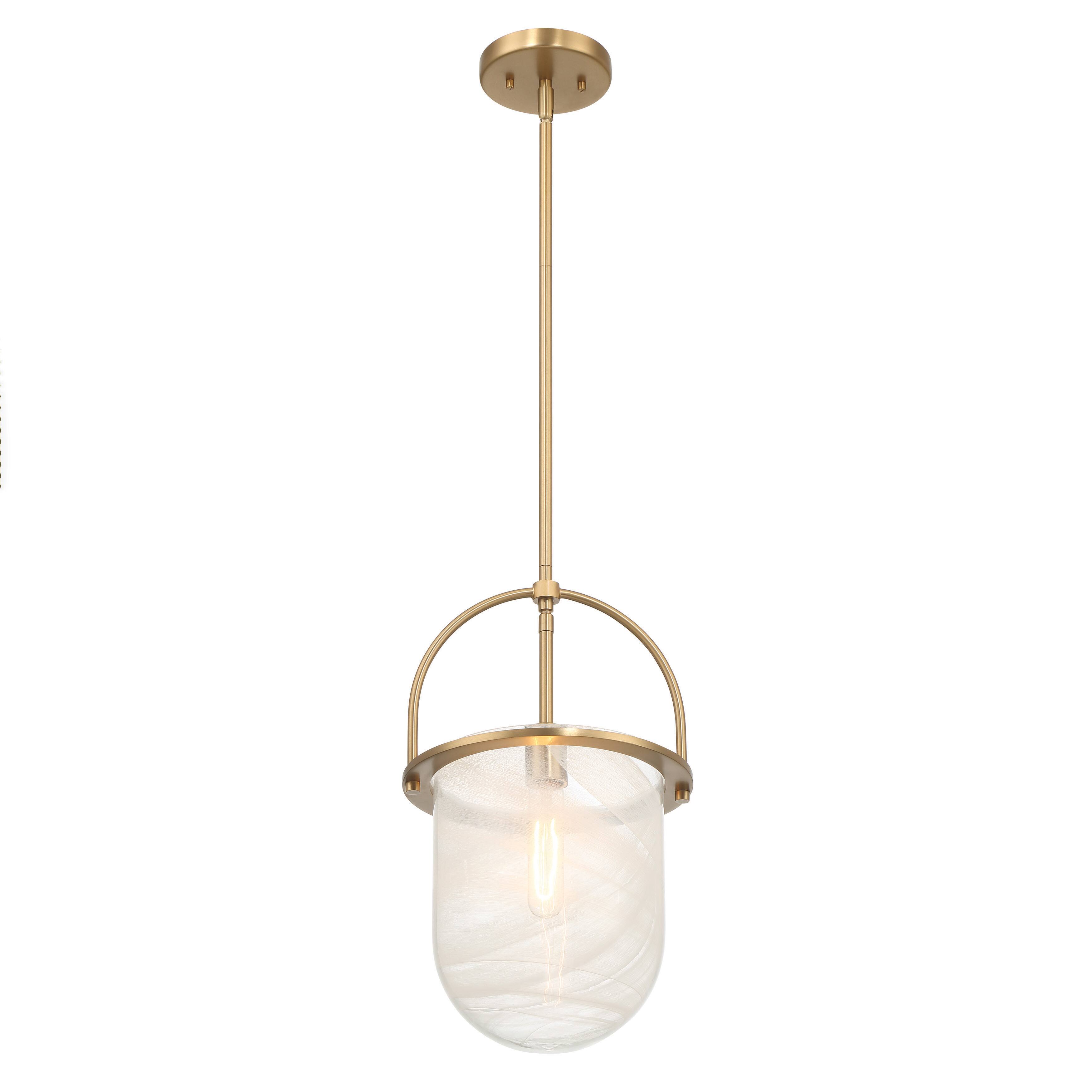 Hello Honey® Beatrice Gold & White Mid-Century Modern Handmade Marbleized Glass & Metal Ceiling Light