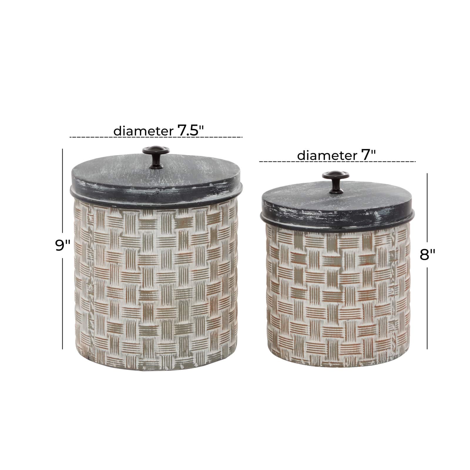 Brown Metal Decorative Cylinder Jar Set