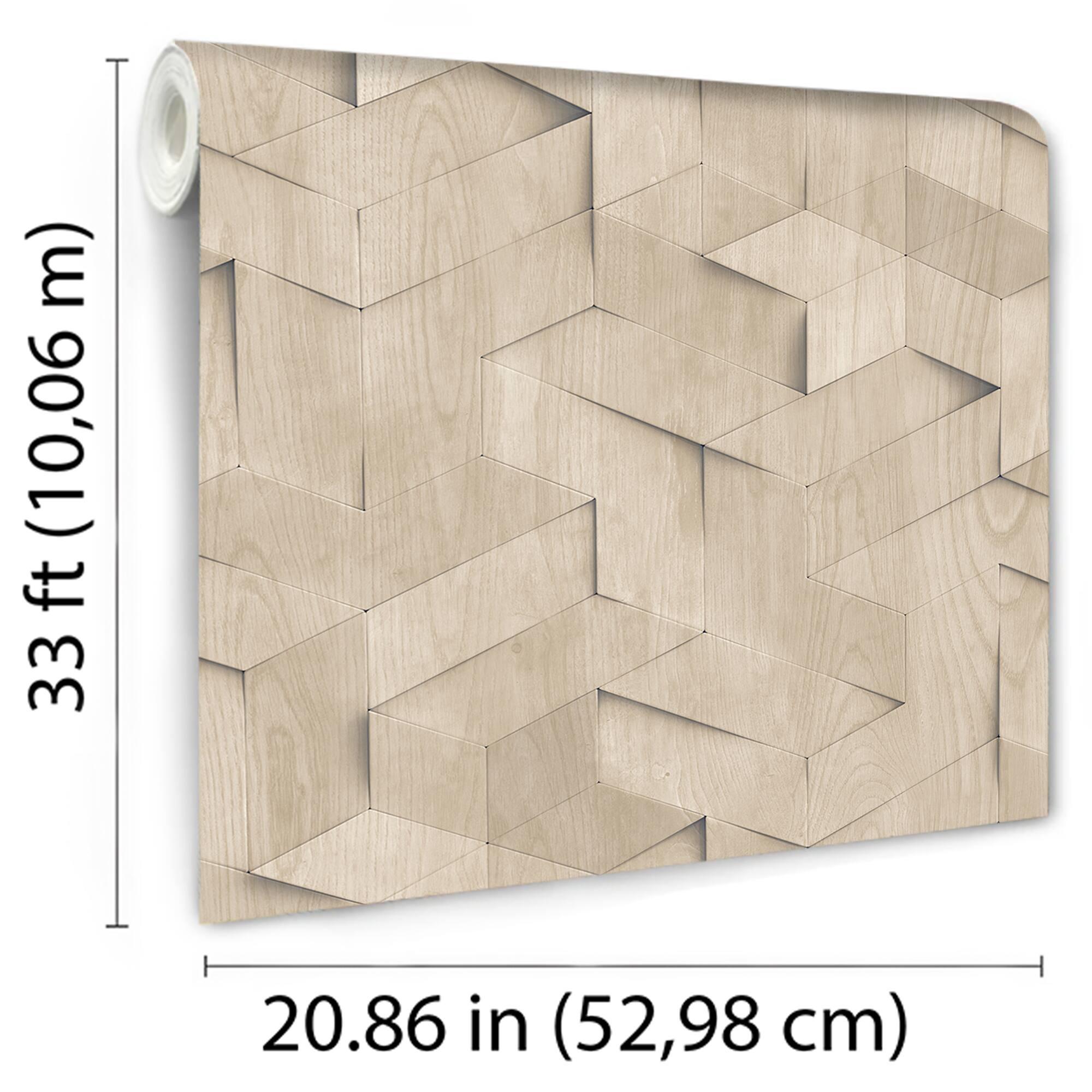 Designs Direct Woodblock Geometric Illusion Wallpaper