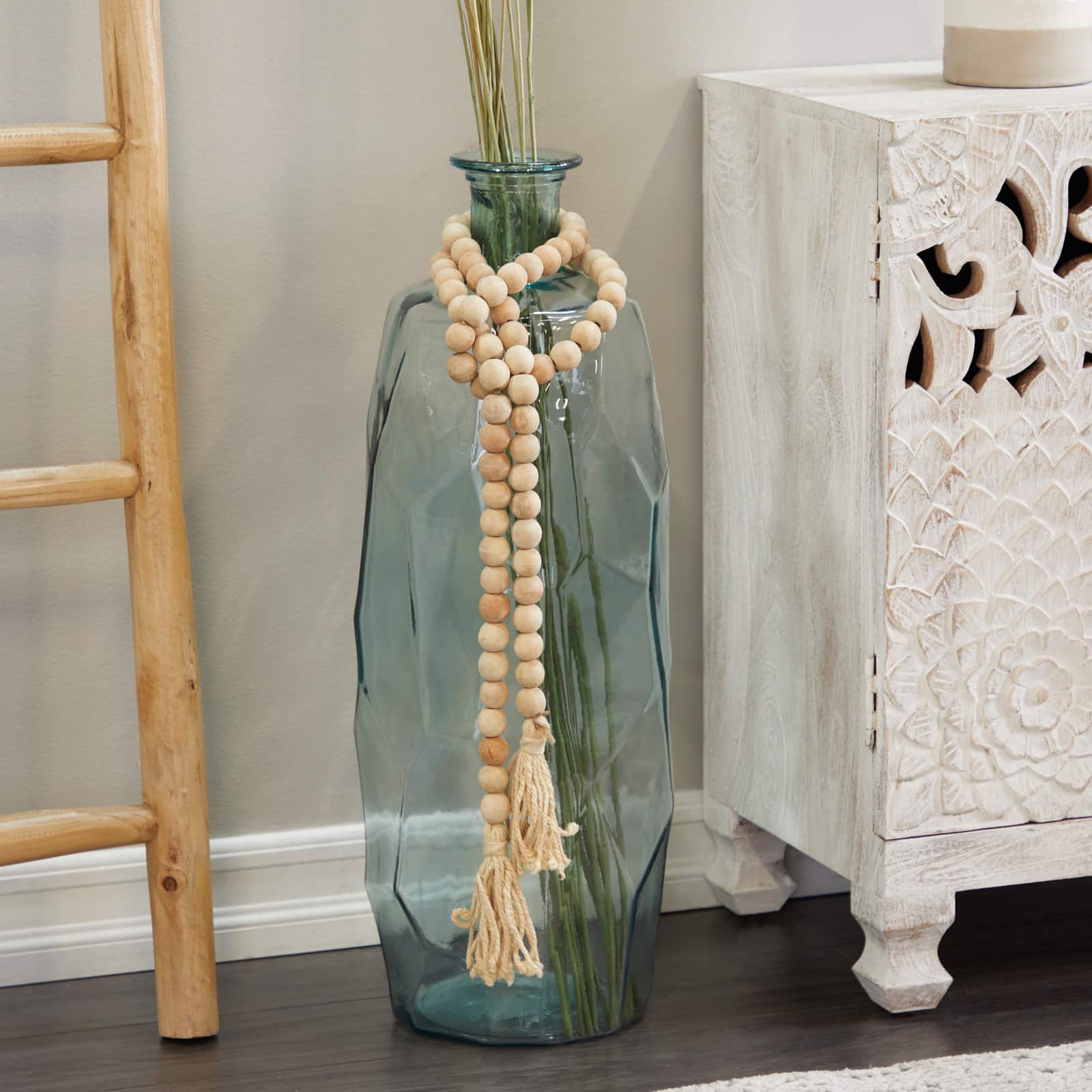 Light Brown Wood Bohemian Garland, 87" x 1" x 1"