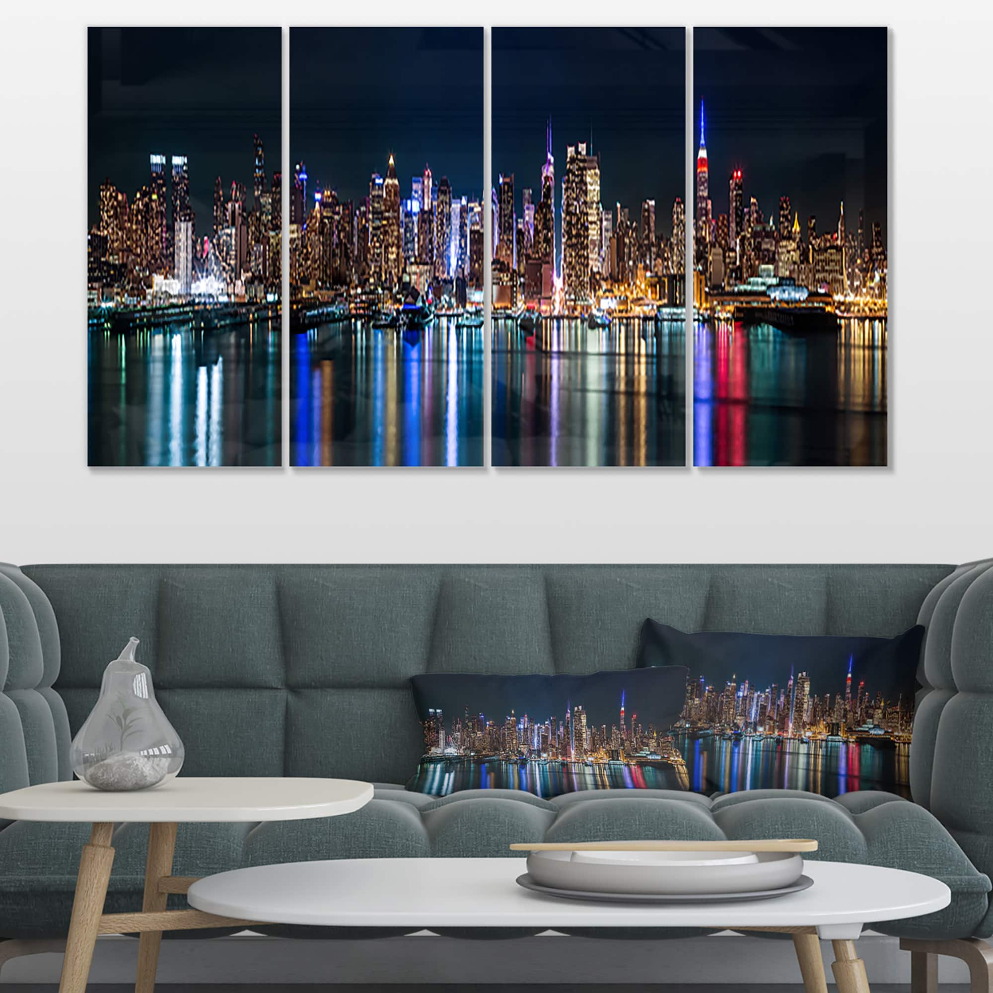 Designart - New York Midtown Night Panorama