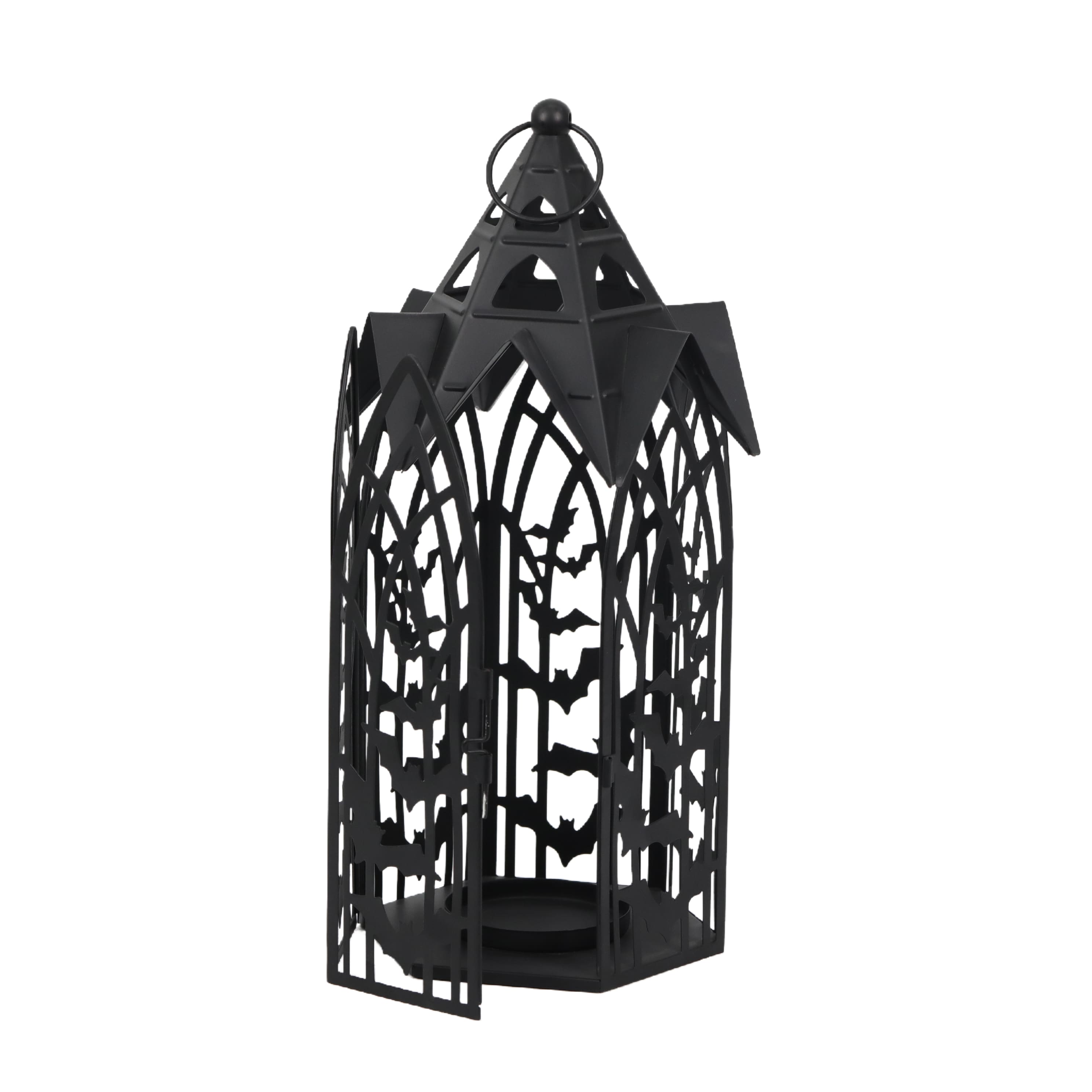 Black Metal Bats Pillar Candle Lantern by Ashland