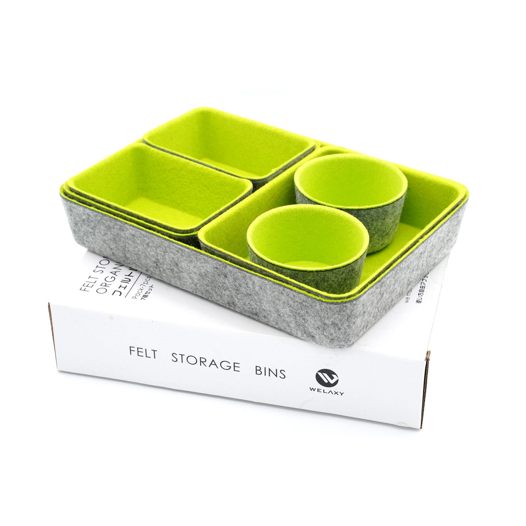 Welaxy 7 Piece Felt Round Cups & Trays Drawer Organizer Set