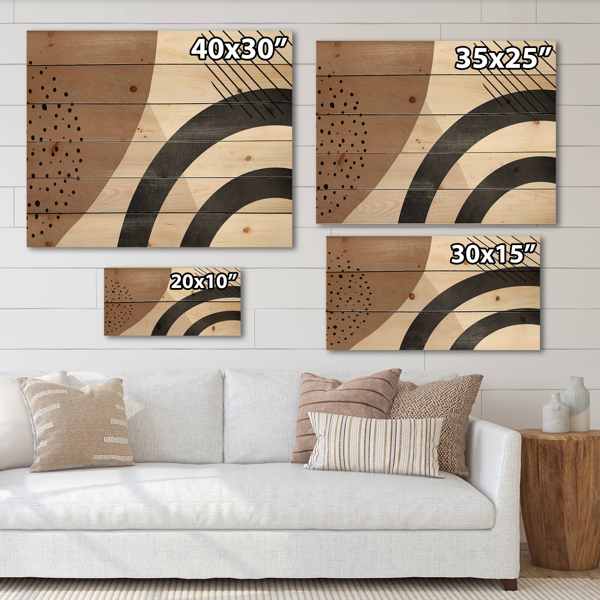 Designart - Abstract Shapes in Terracotta and Ivory Shapes III