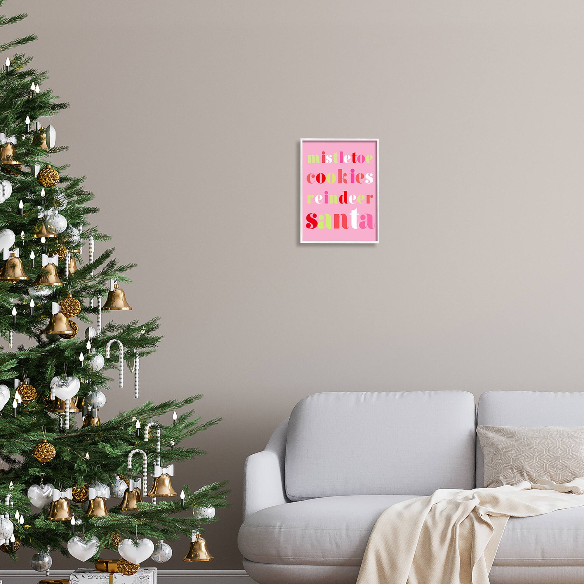 Stupell Industries Mistletoe Cookies Reindeer Santa Bold Framed Giclee Art