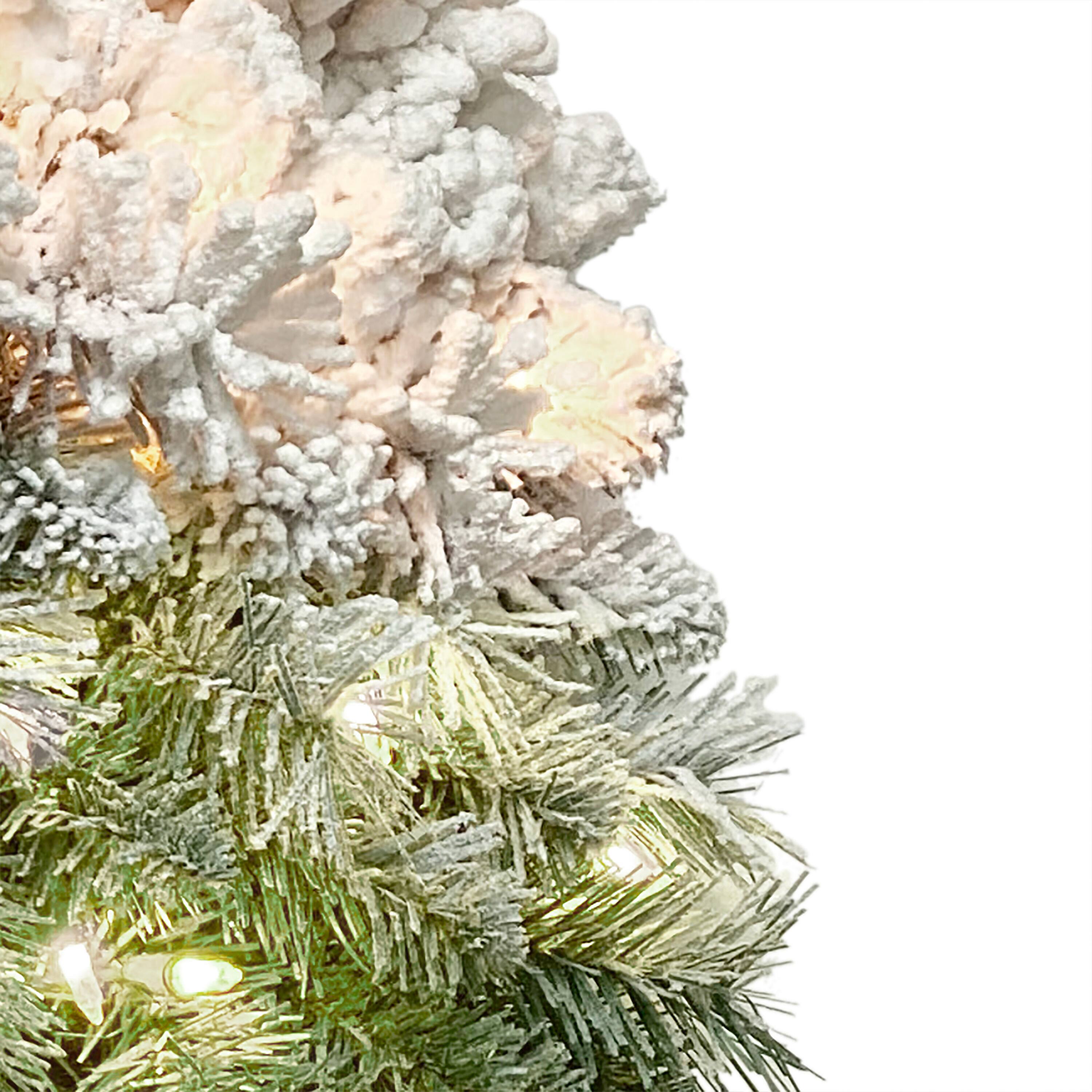 6 Pack: 30" Pre-Lit Half-Flocked Pine & Red Ribbon Wreath