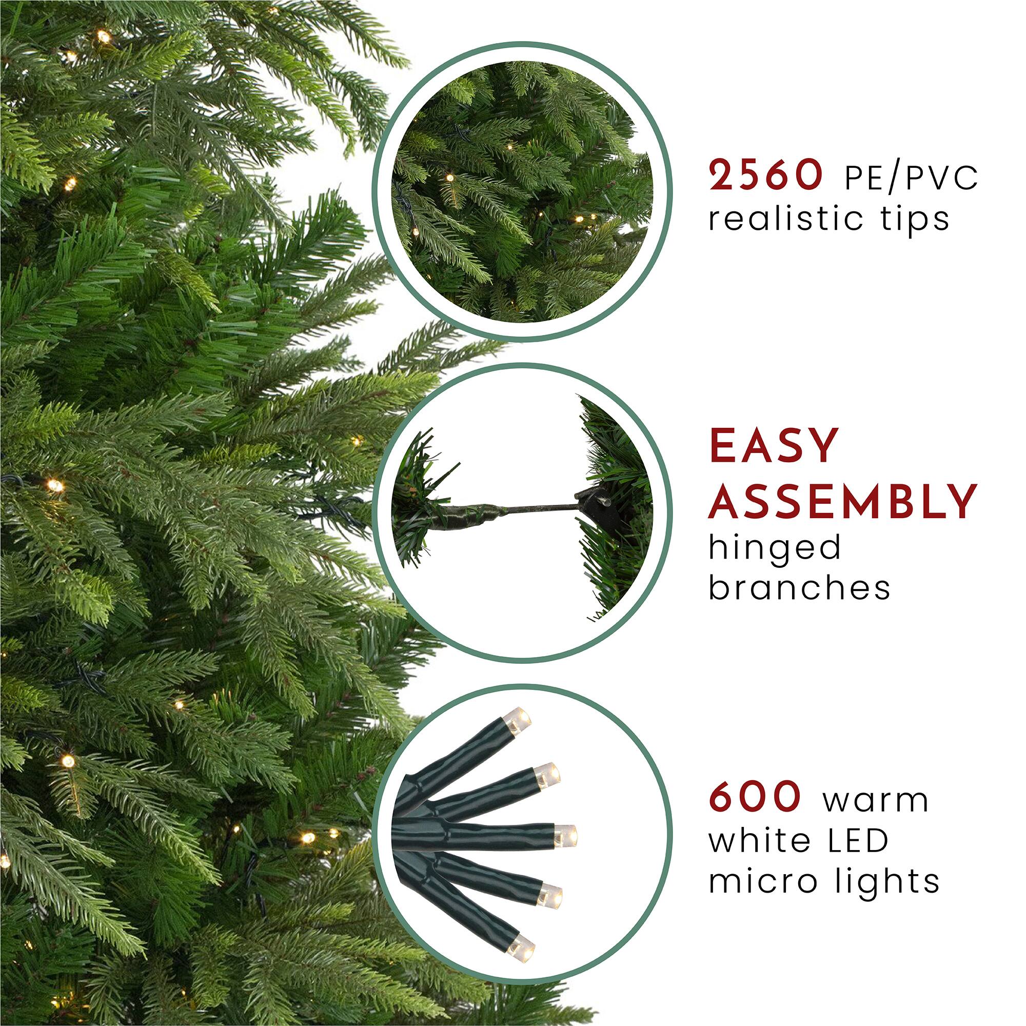 9ft. Pre-Lit Roosevelt Fir Artificial Christmas Tree, Warm White LED Lights