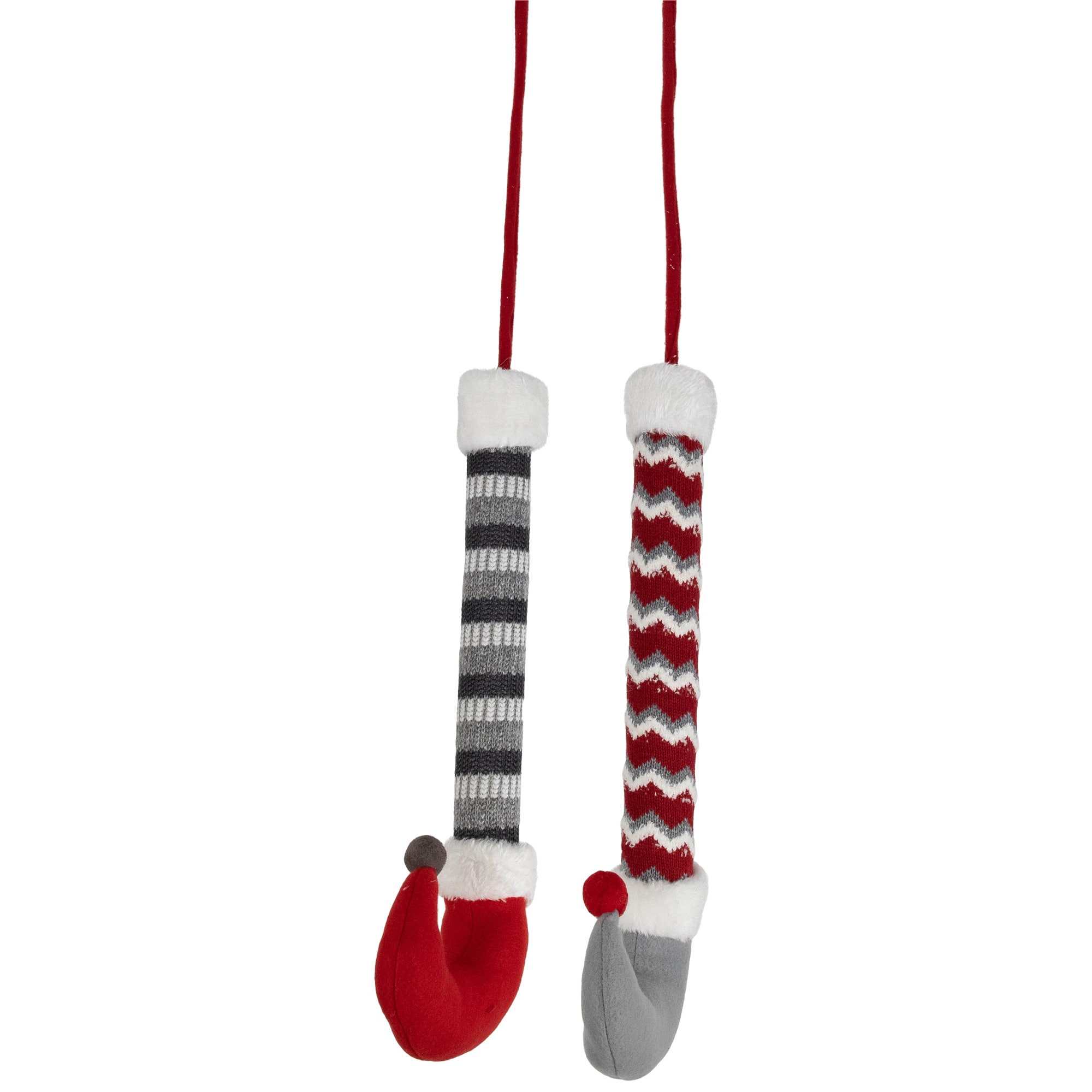 30" Gray & Red Plush Elf Leg Pick Set
