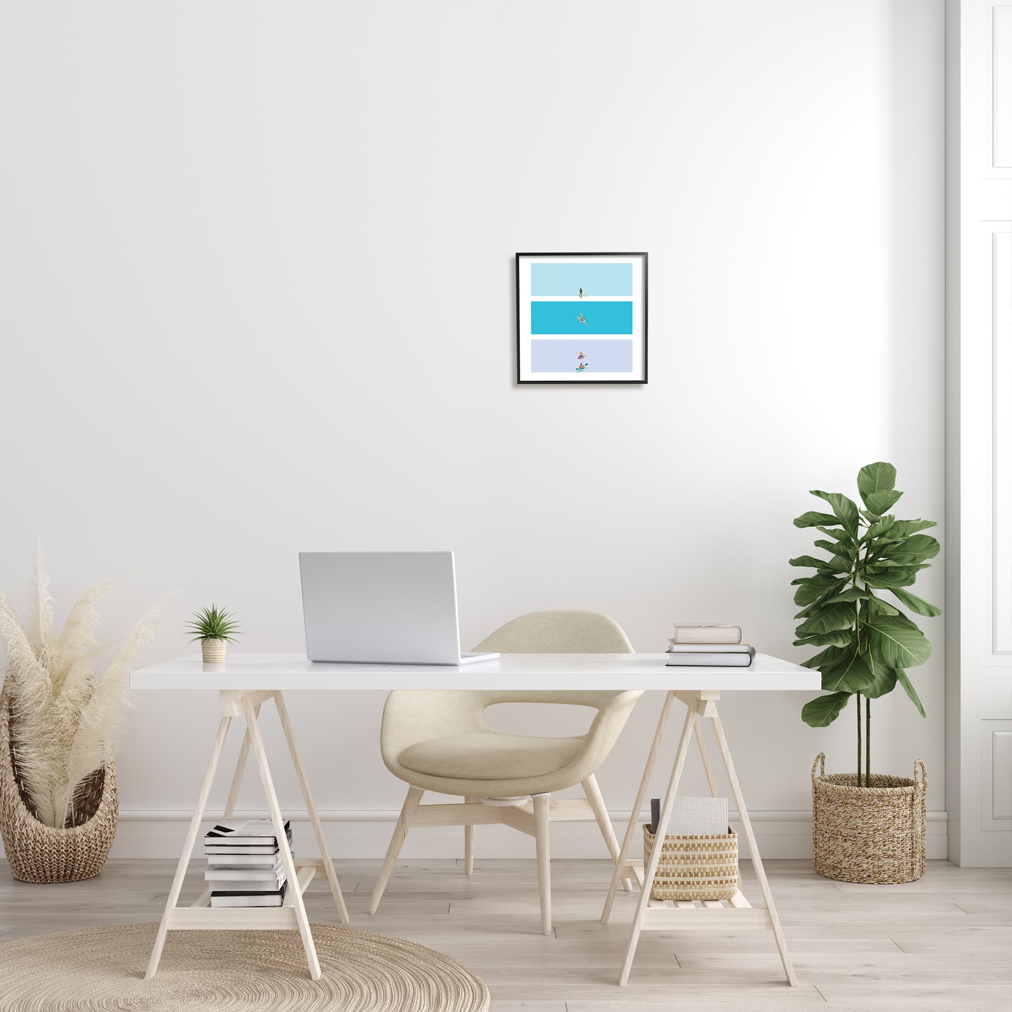 Stupell Industries Modern Paddle Boarding and Kayaks Athletes Summer Sports in Frame Wall Art