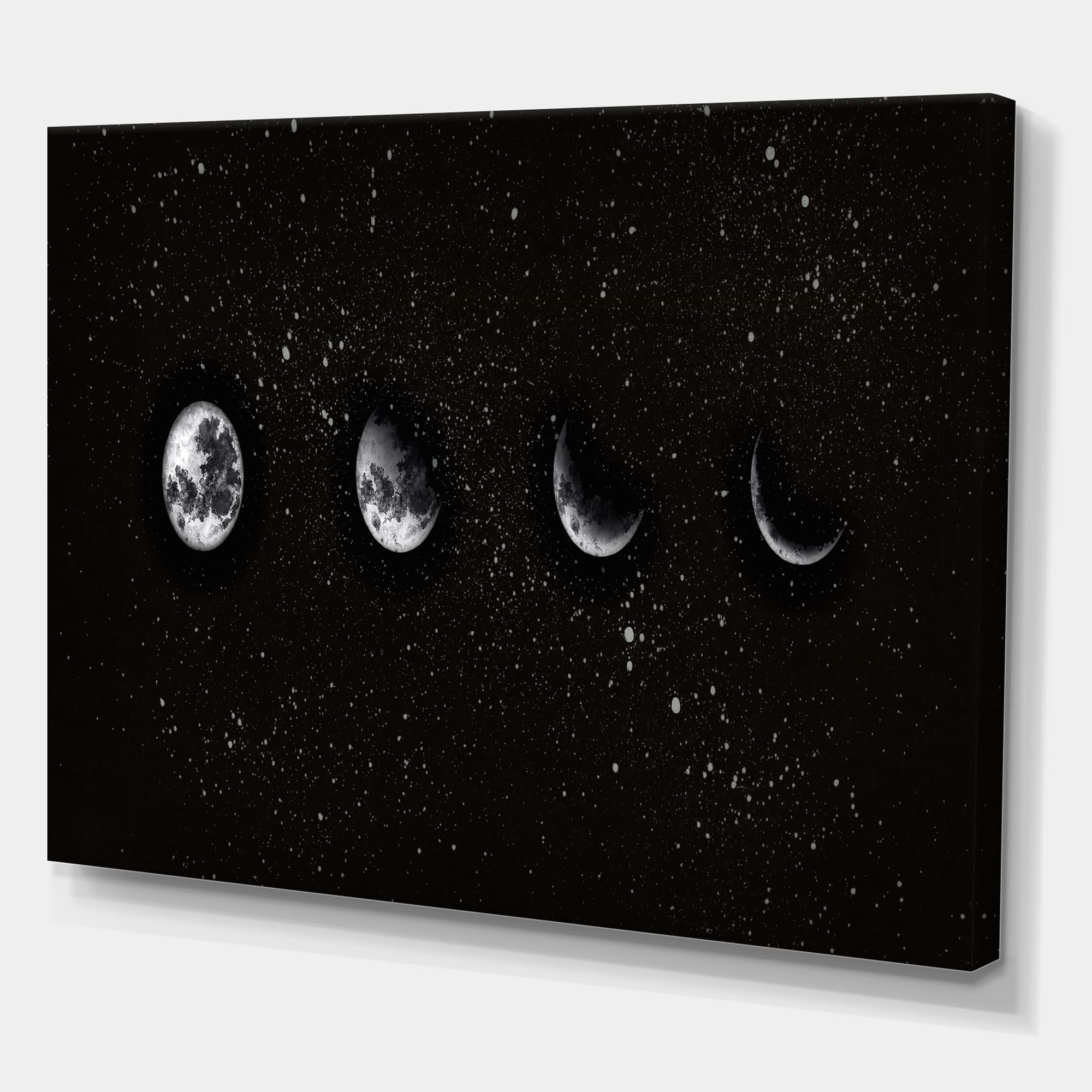 Designart - Moon Phases In The Night Sky - Modern Canvas Wall Art Print