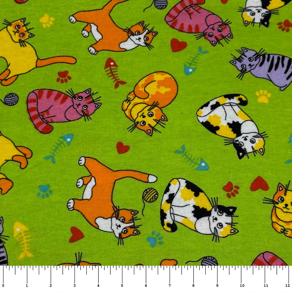 Feldman Green Cats Cotton Flannel