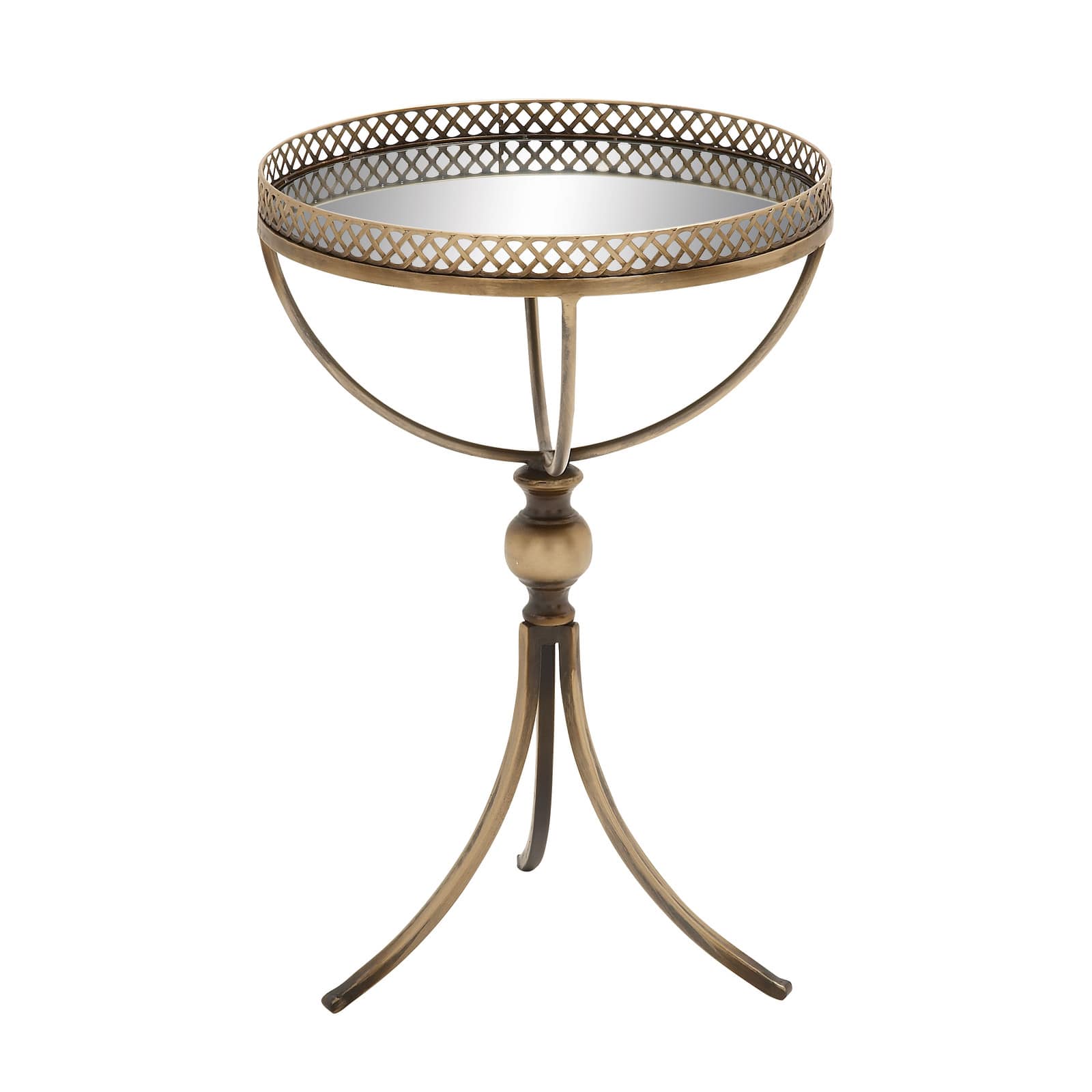 24" Brass Iron Traditional Accent Table