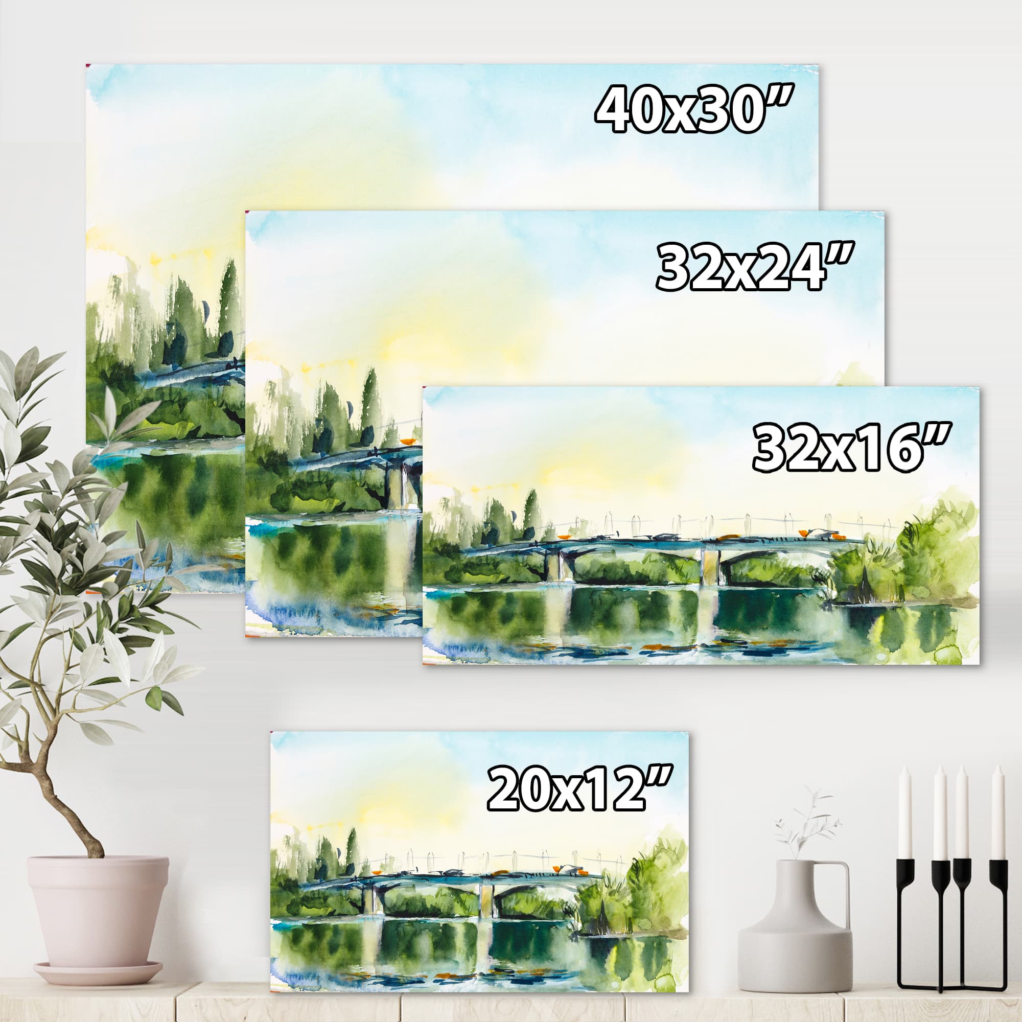 Designart - Landscape With Old Bridge In The Countryside - Traditional Canvas Wall Art Print
