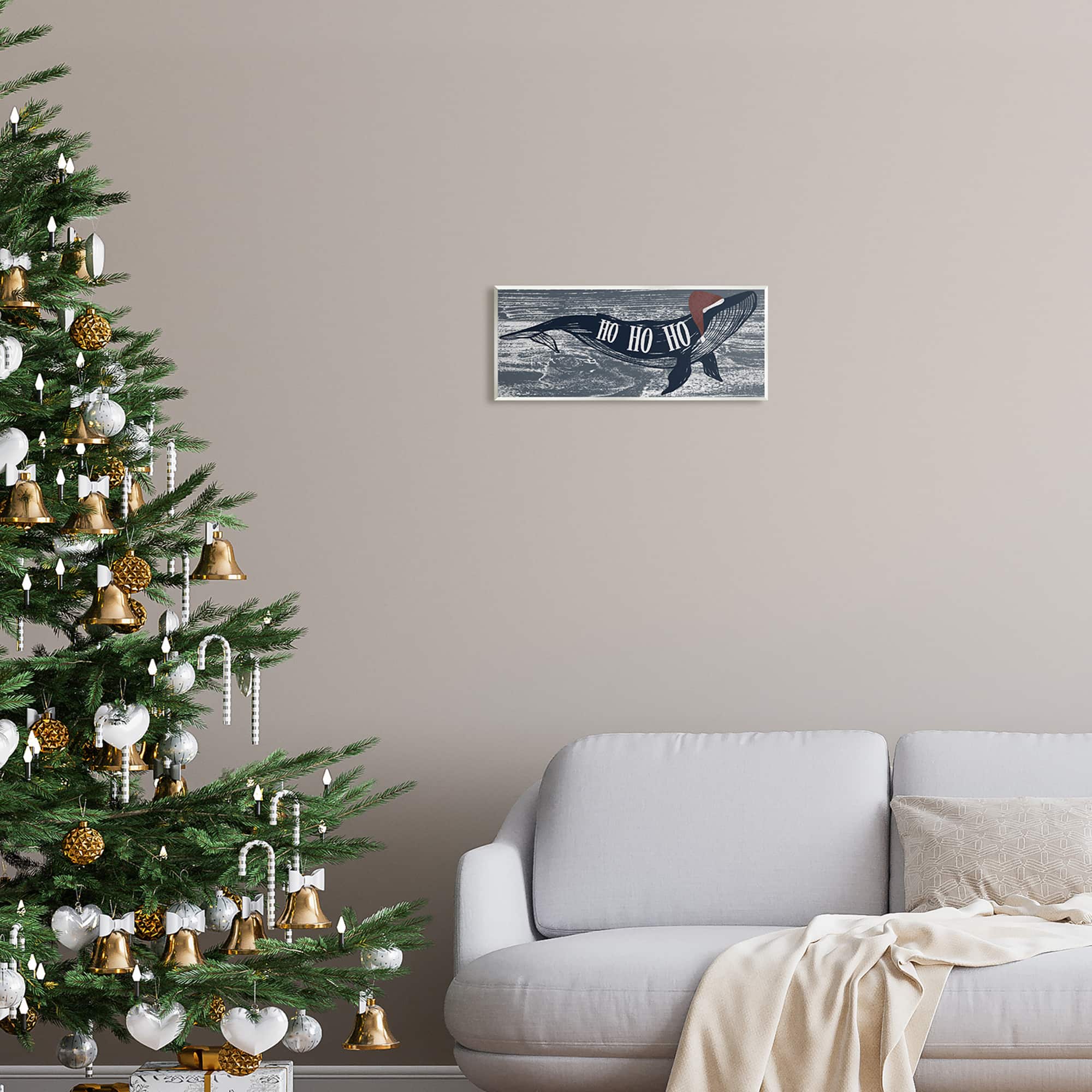 Stupell Industries Ho Ho Ho Christmas Santa Whale Wall Plaque Art