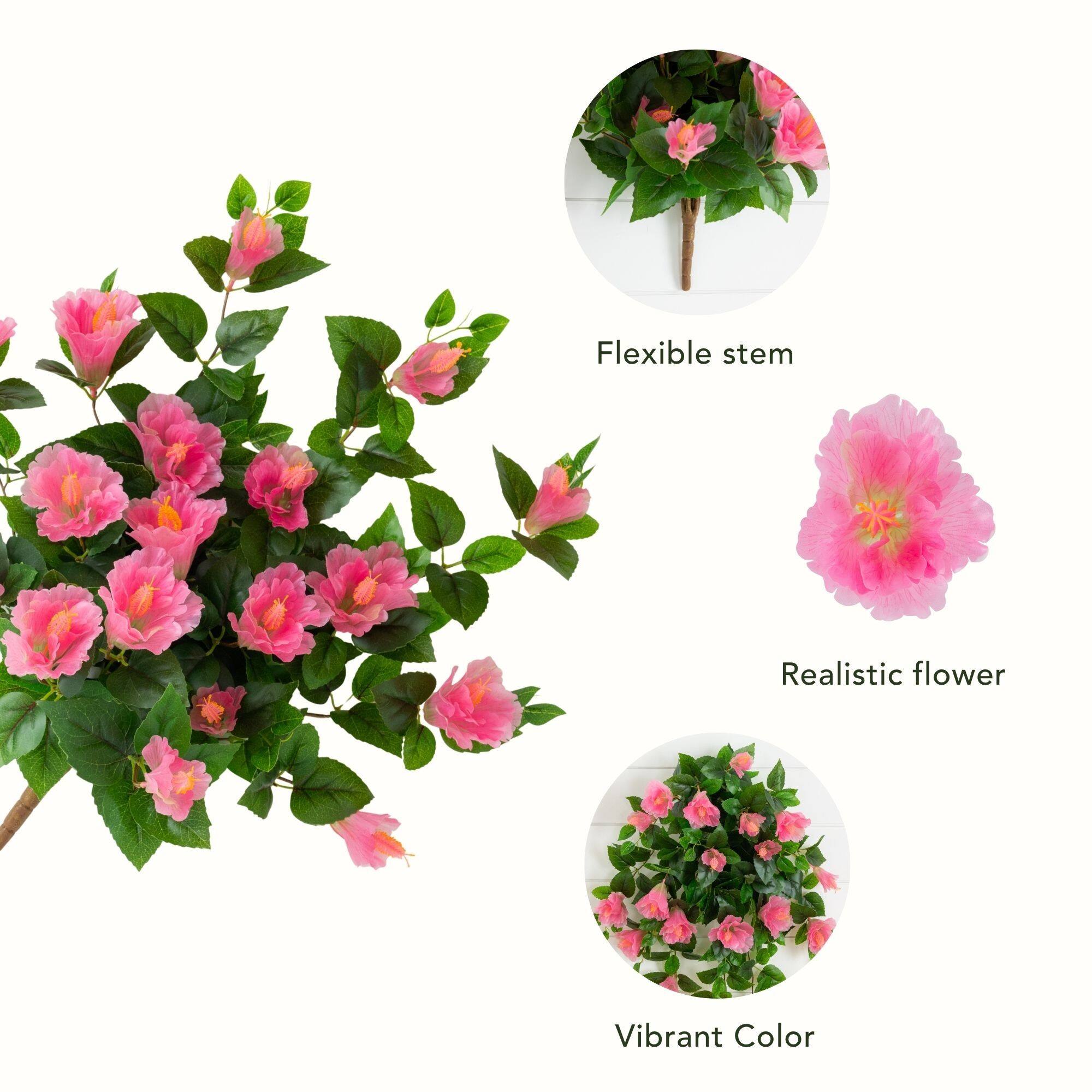 24" UV Resistant Artificial Hibiscus Hanging Plants