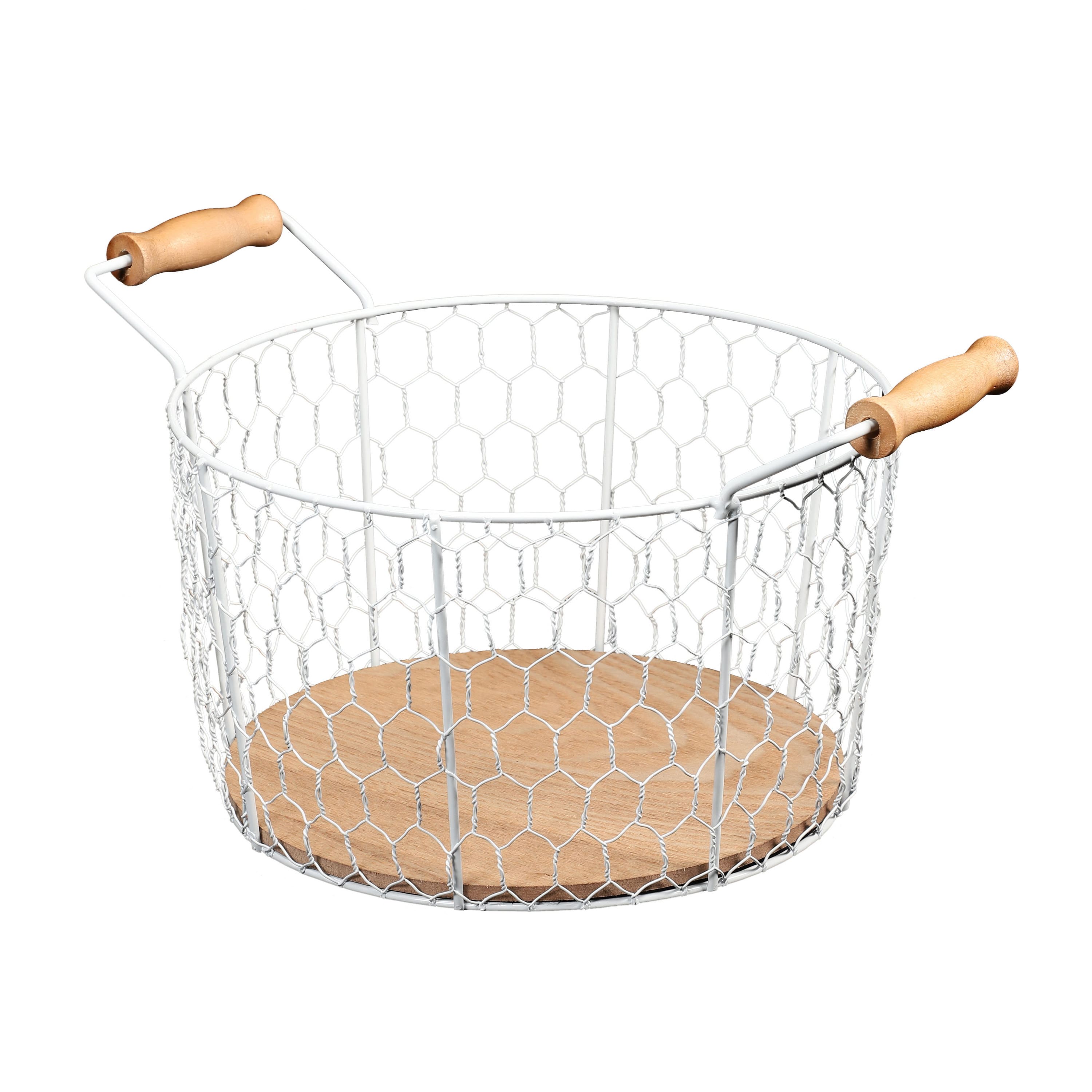 6 Pack: 12" Chicken Wire Basket with Wood Look Base