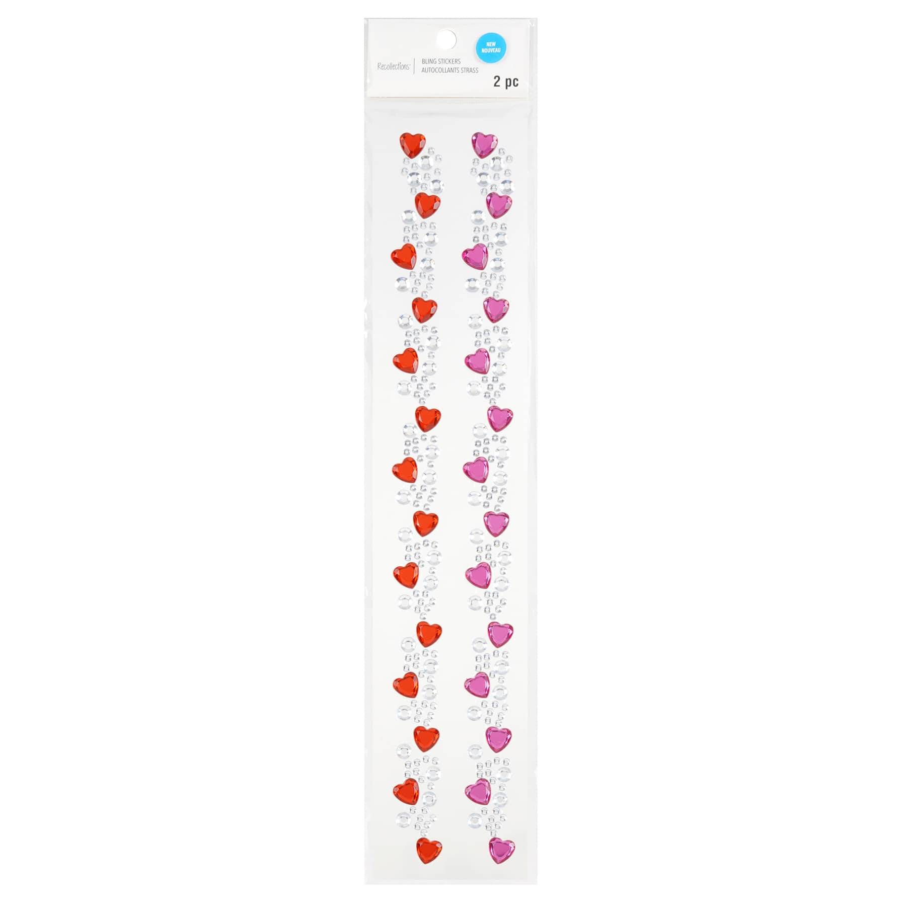 12 Packs: 2 ct. (24 total) Hearts Strip Bling Stickers by Recollections™