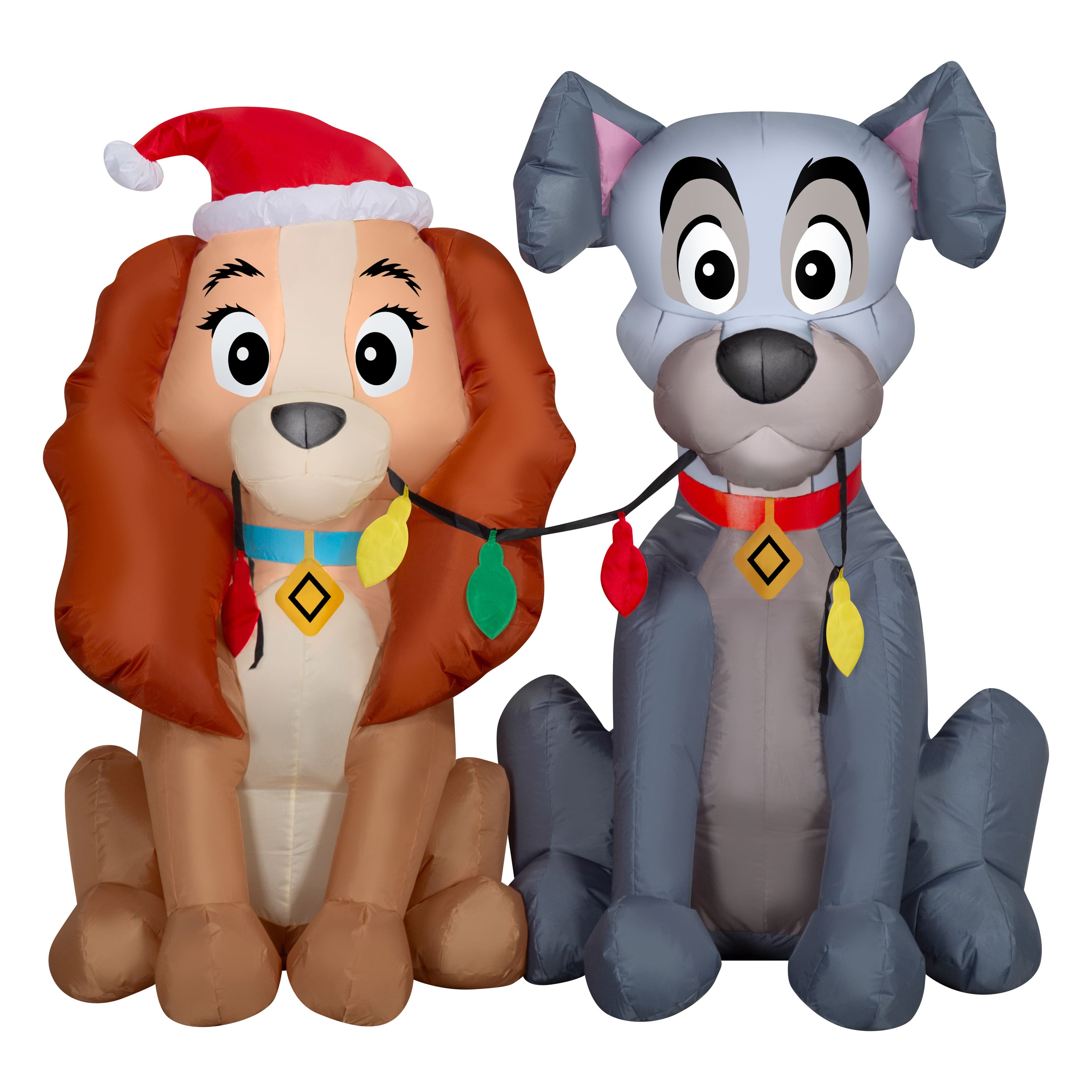 4ft. Airblown® Disney® Inflatable Lady & Tramp with Light Strings Christmas Décor