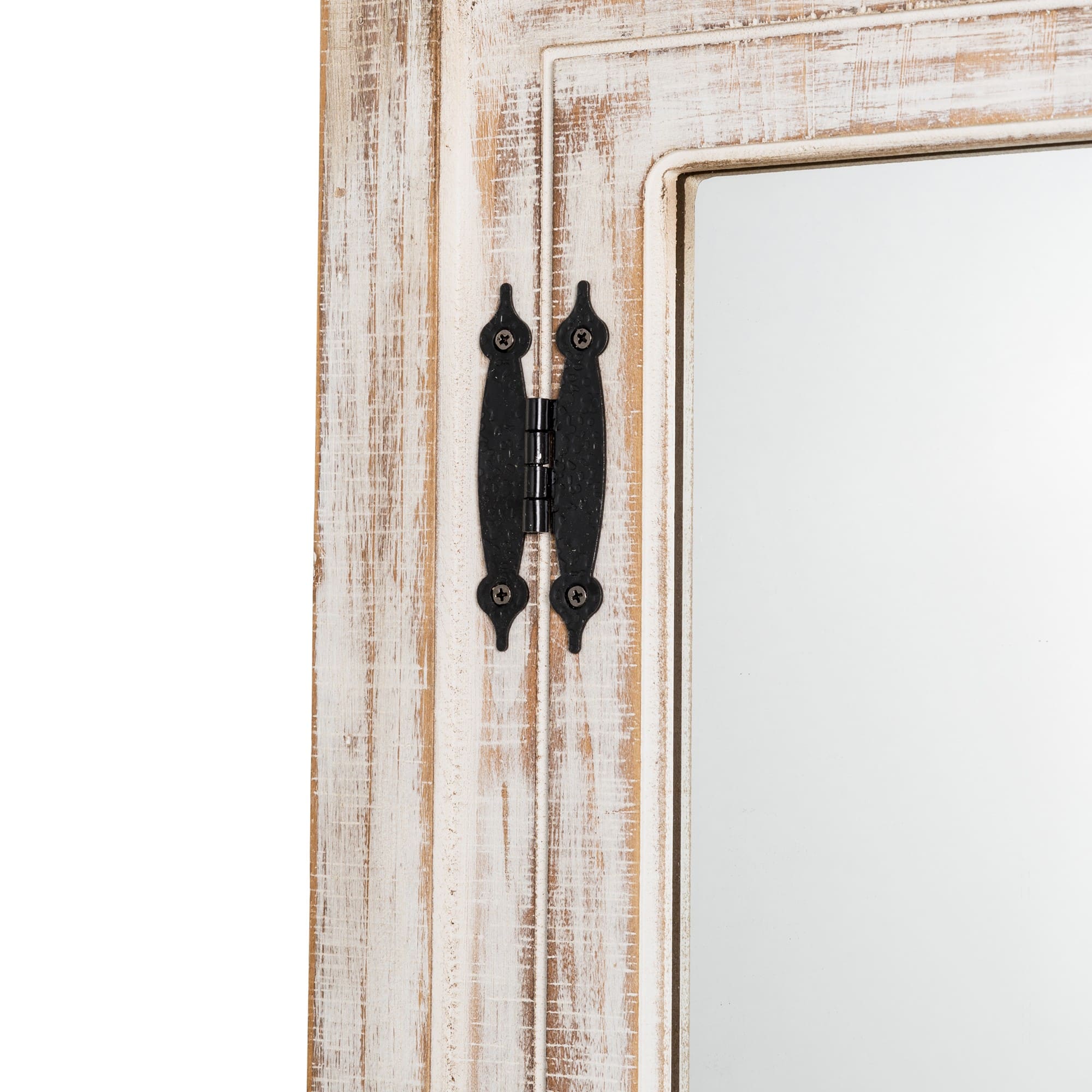 Glitzhome® 31.5" Washed White Wooden Farmhouse Square Windowpane Wall Mirror