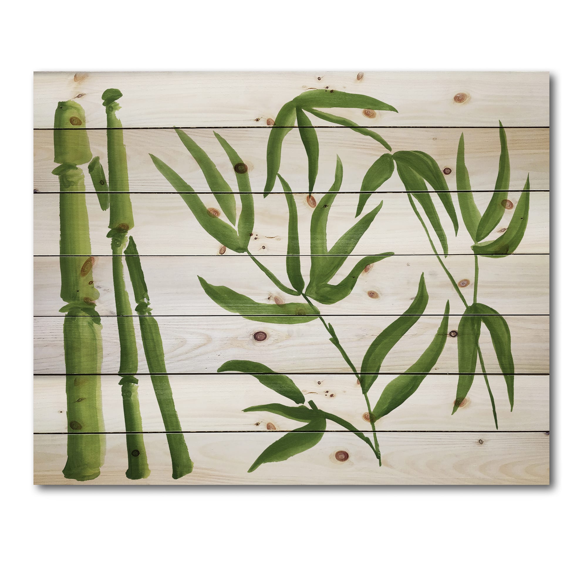 Designart - Bamboo Branches In The Forest IV - Tropical Print on Natural Pine Wood