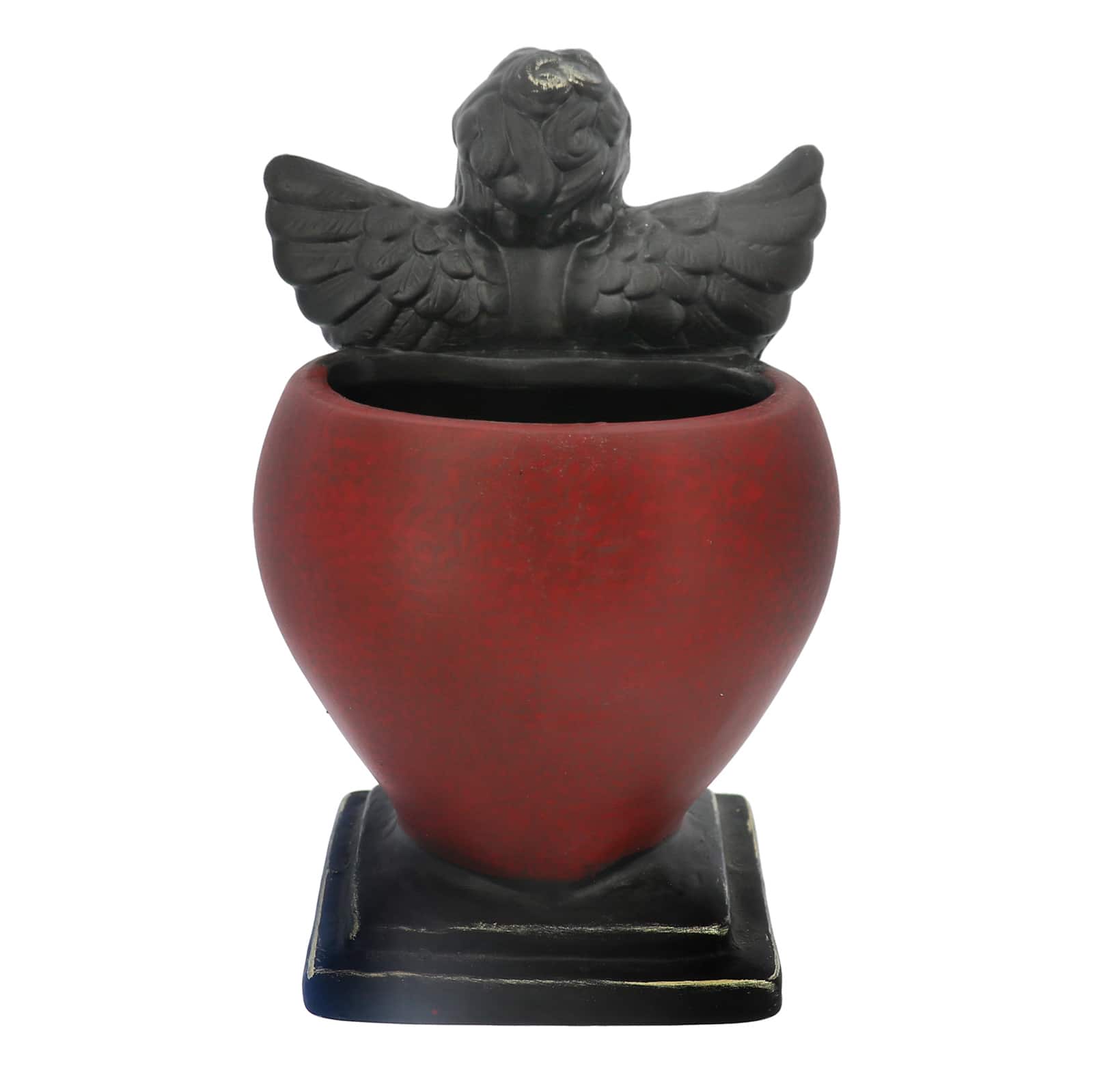 6" Red & Black Ceramic Angel Heart Container by Ashland®