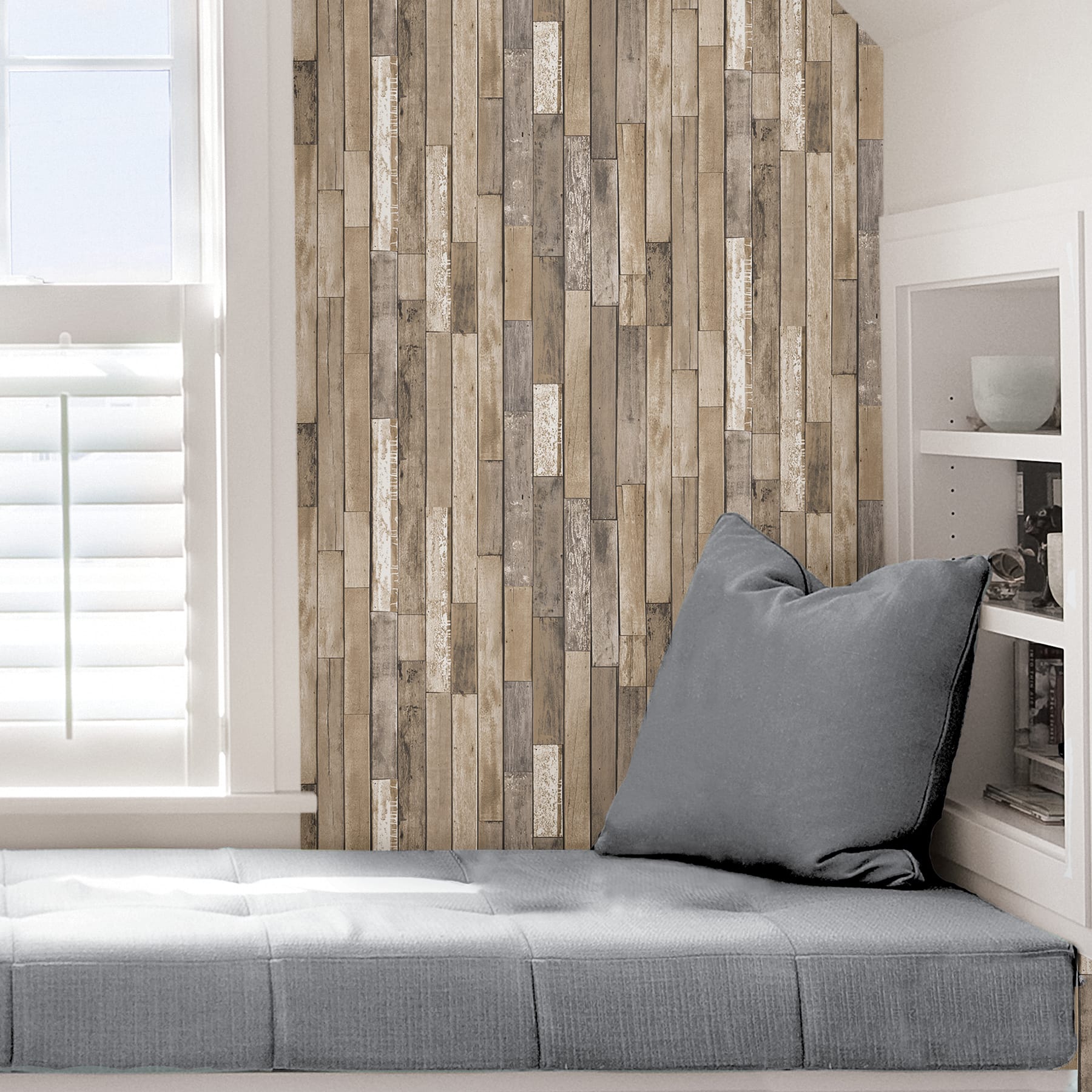 InHome Weathered Plank Barn Peel & Stick Wallpaper