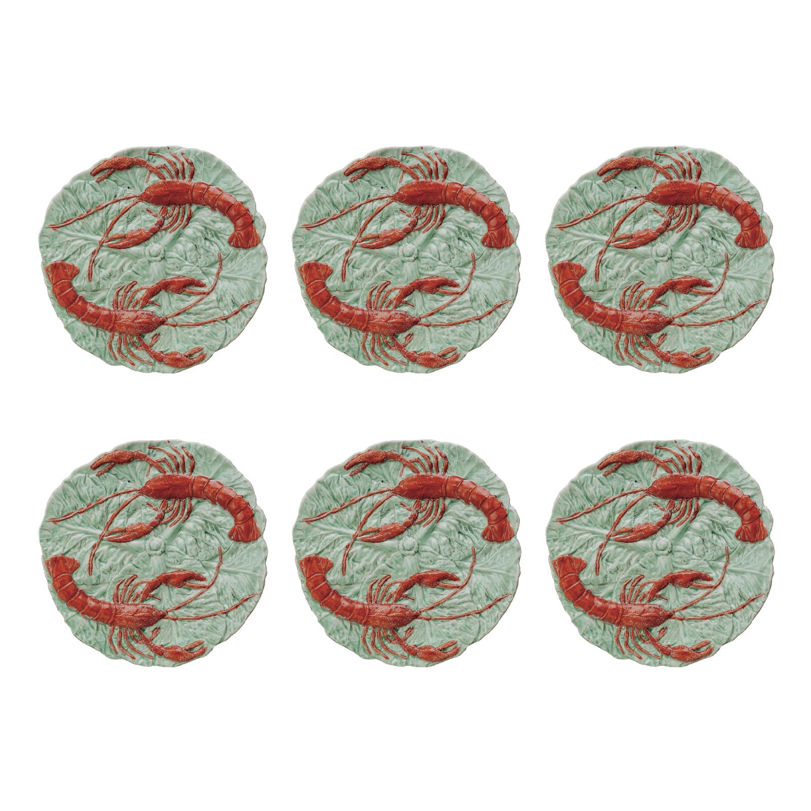 Hello Honey® 10.25" Red & Blue Lobster Feast Stoneware Plates, 6ct.
