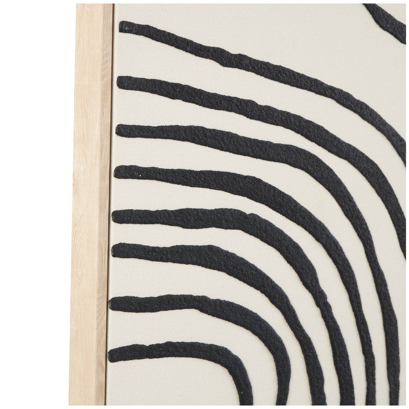 Black Wooden Abstract Wavy Line Framed Wall Art with Black Wooden Frame