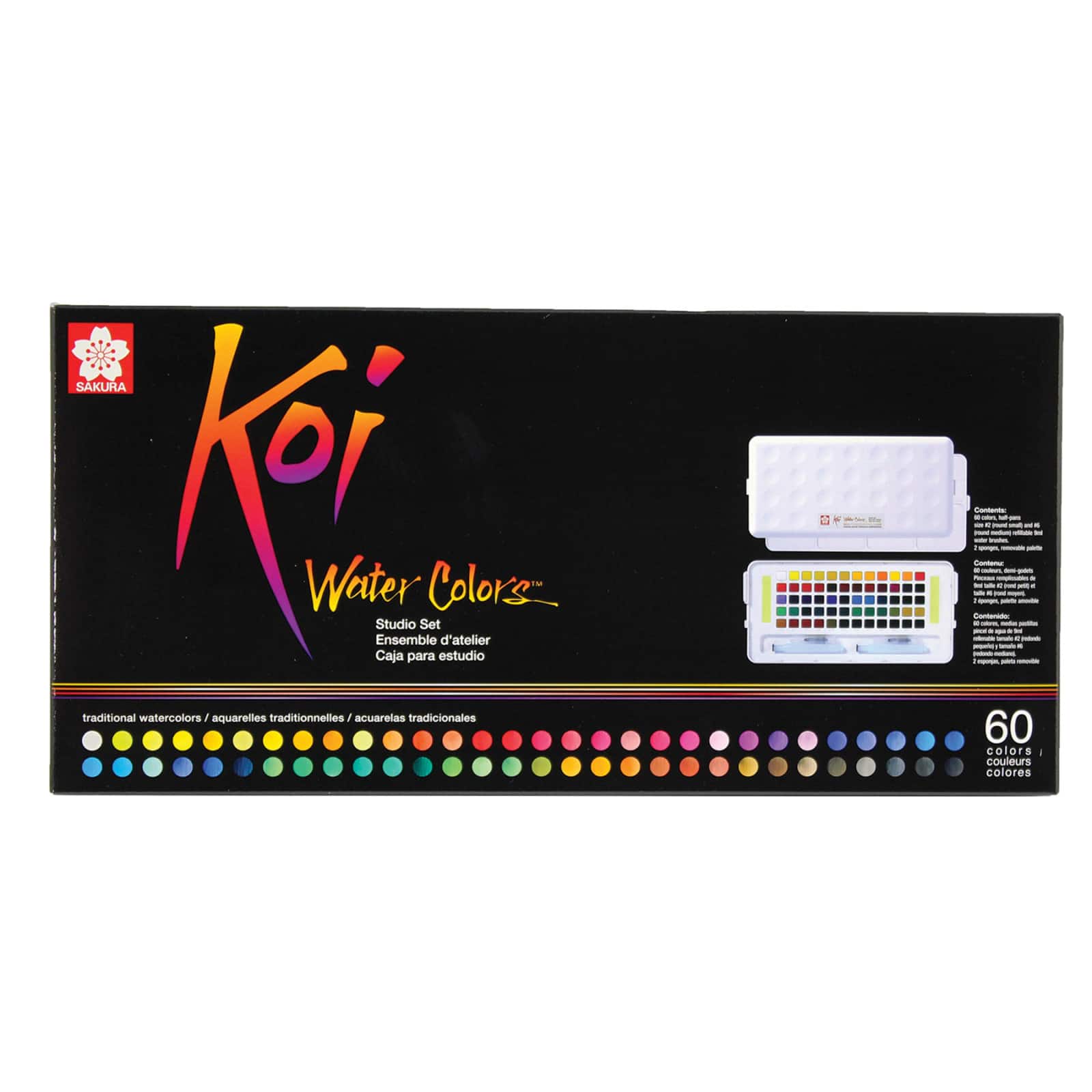 Koi® Water Colors™ 60 Color Studio Sketch Box Set