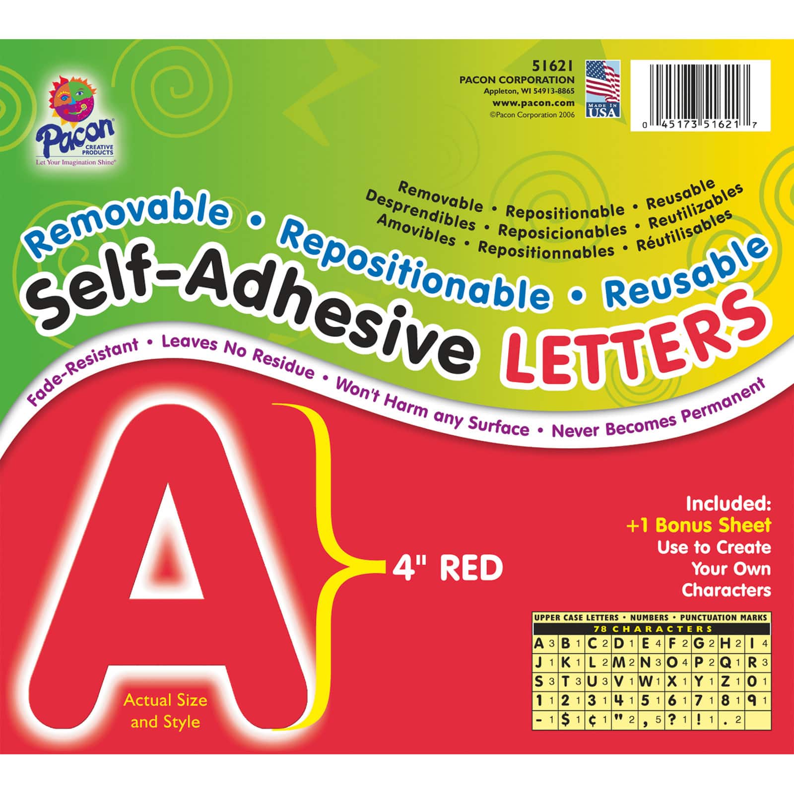 Pacon® 4" Red Puffy Self-Adhesive Letters, 2 Packs of 156