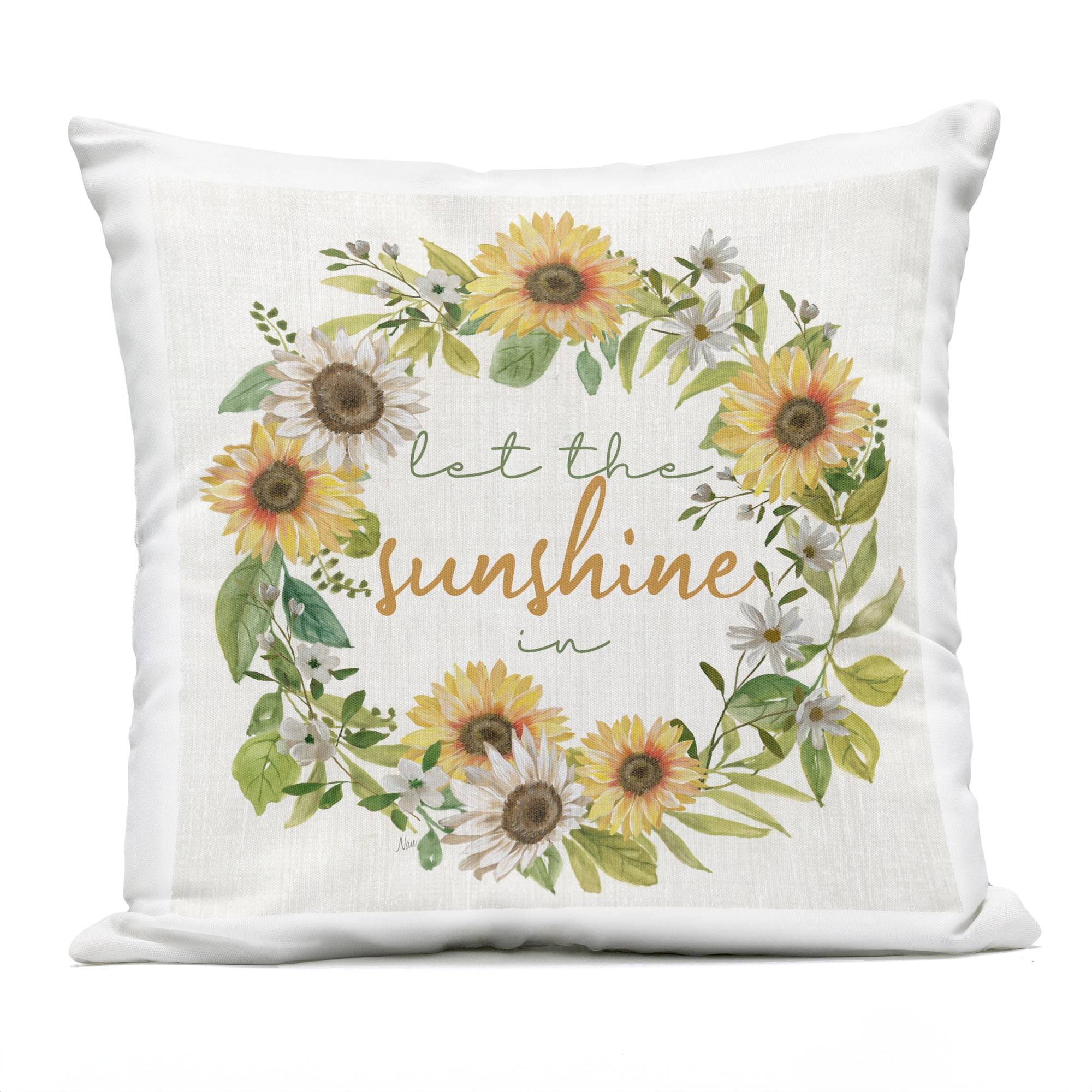 Stupell Industries 18" x 18" Let The Sunshine In Sunflowers Outdoor Print Throw Pillow